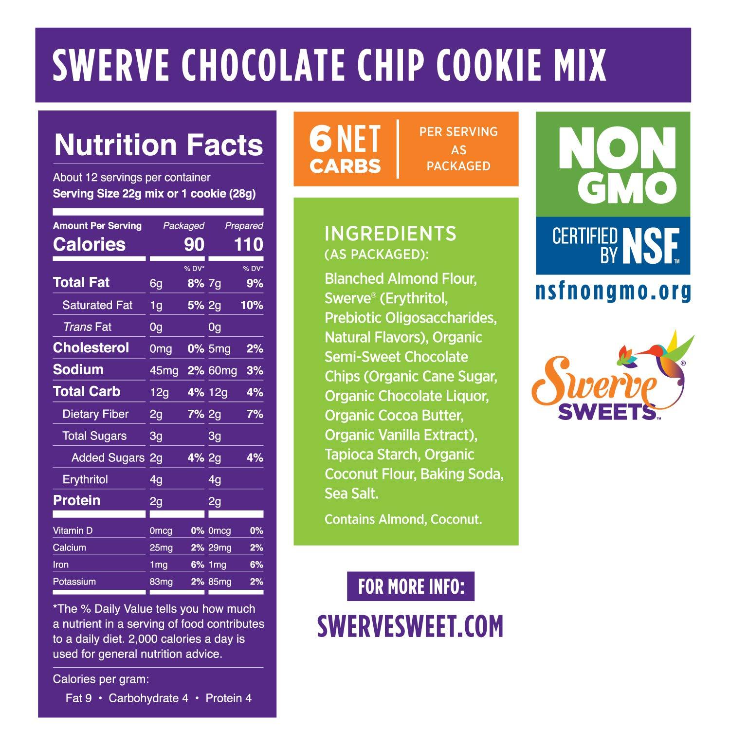 Swerve Sweets, Chocolate Chip Cookie Mix, 9.3 Oz