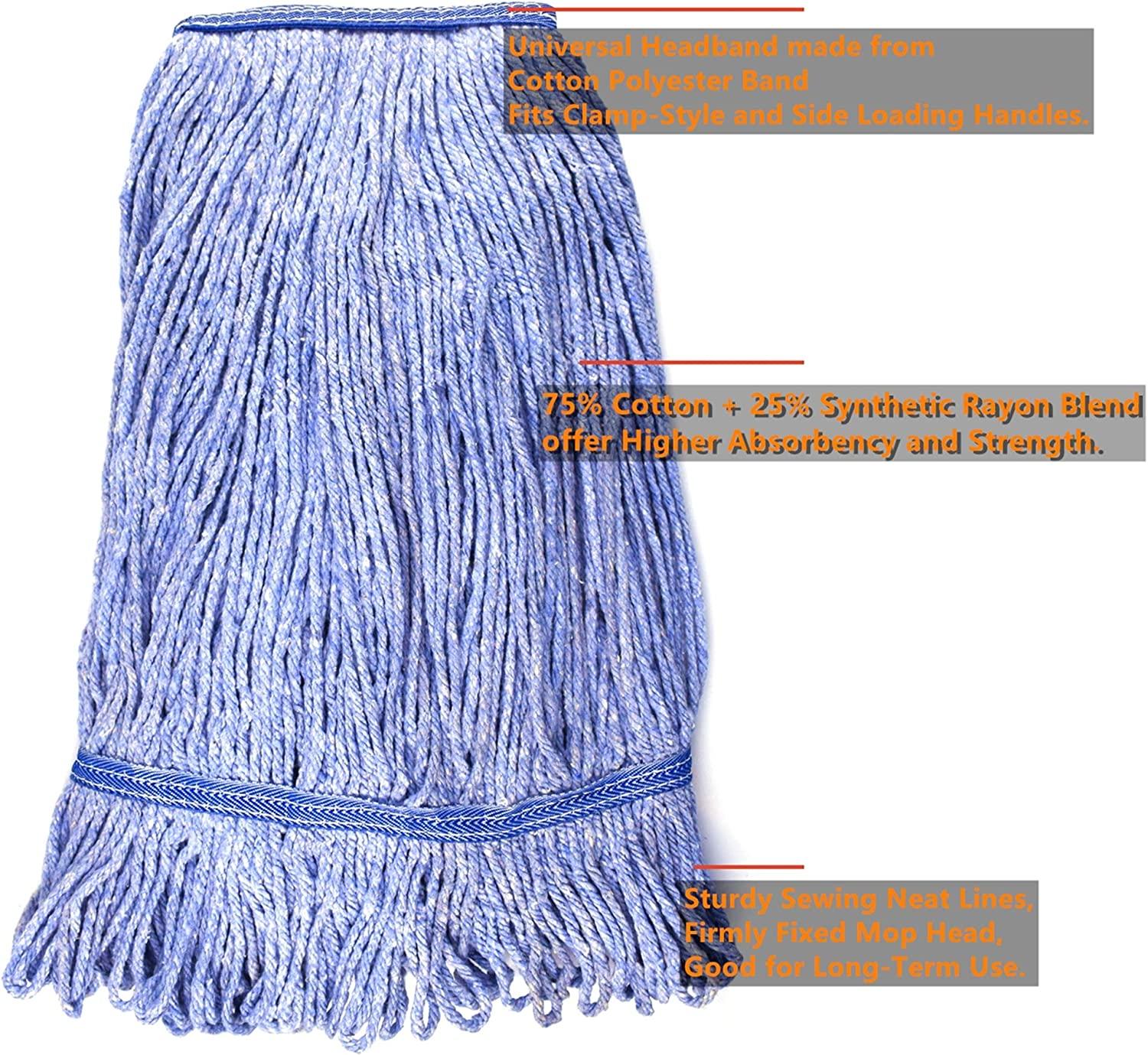 String Mop Heads Replacement Heavy Duty Commercial Grade Blue Cotton