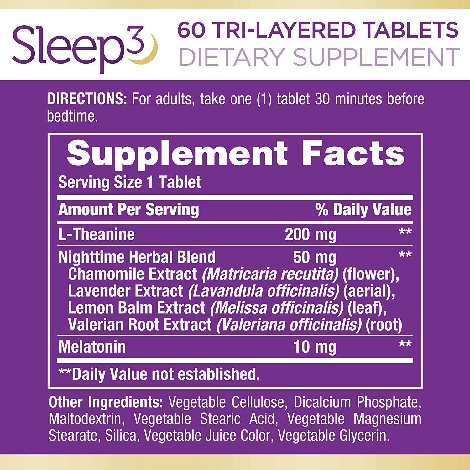 Nature's Bounty Sleep 3 Maximum Strength DrugFree Sleep Aid 30 Tri
