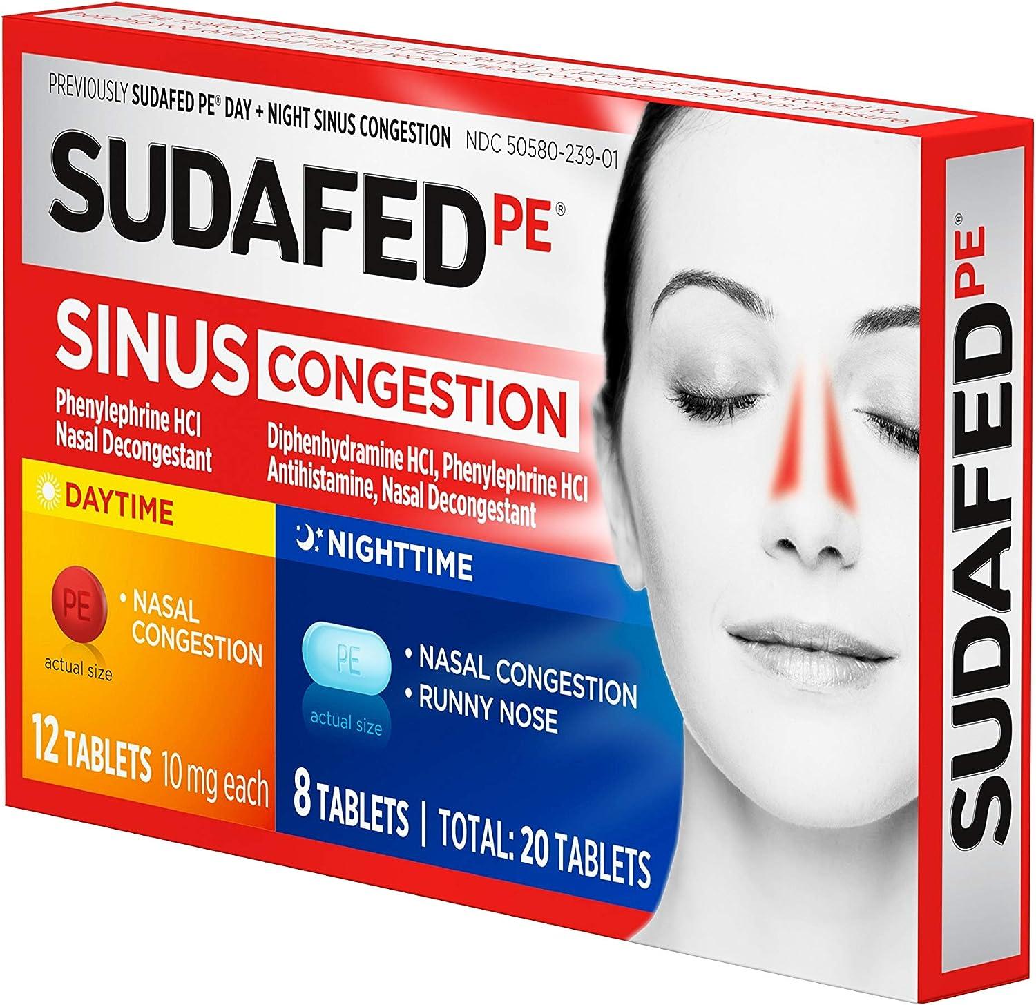 Sudafed PE Day and Night Sinus Pressure & Congestion Tablets 20 Count