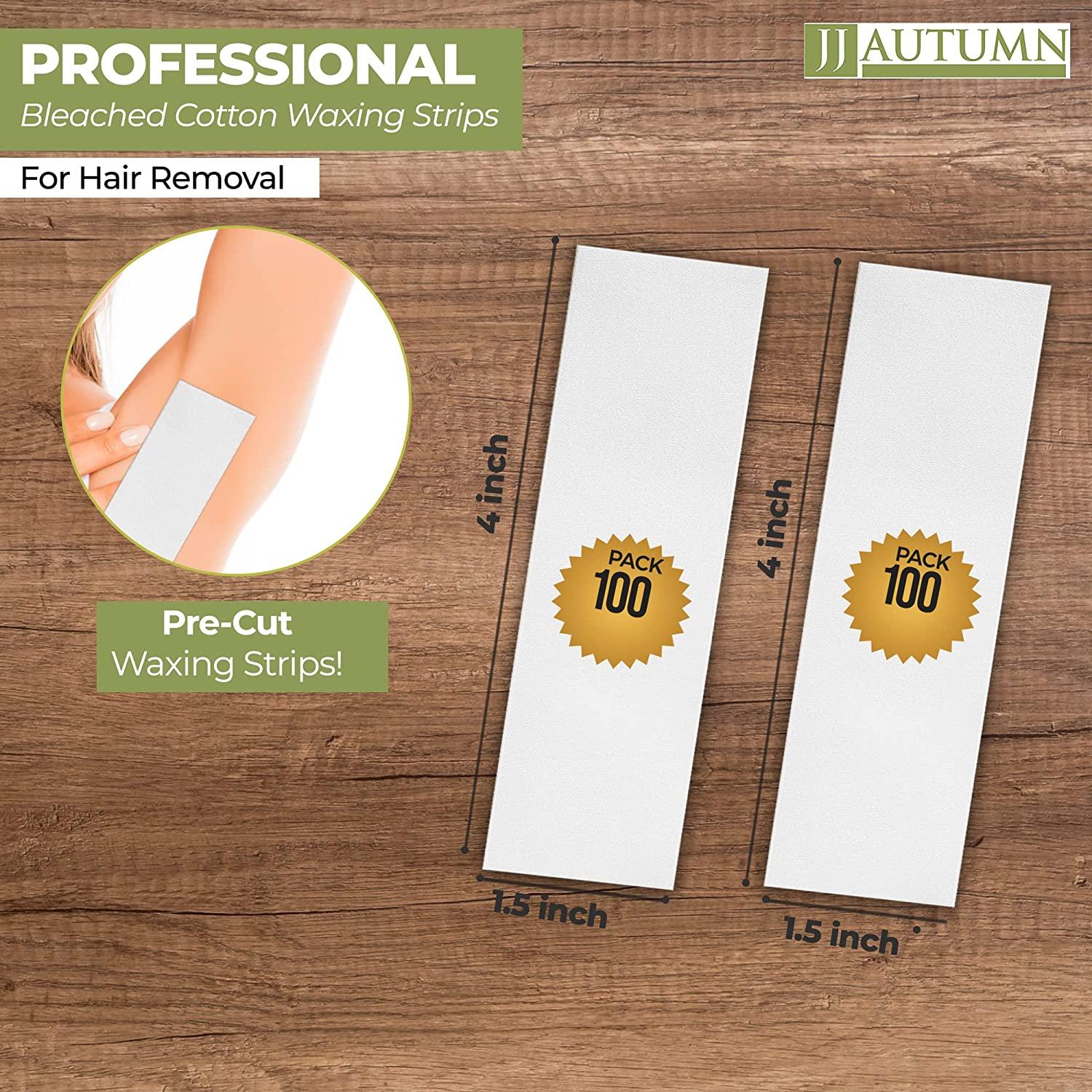JJ Autumn 100 Cotton Wax Strips for Face, Body, and Eyebrows Precut