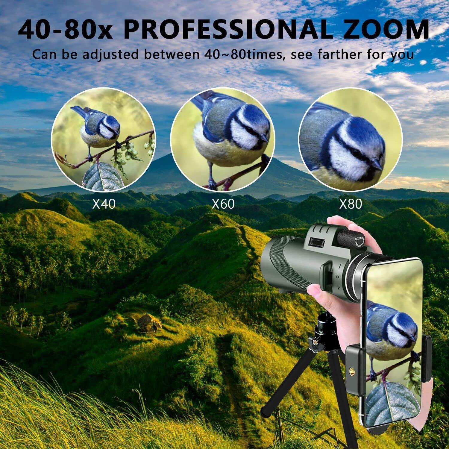 Monocolo Telescopico Gonetre 10-300x40 – Zoom, Con Treppiede E Supporto Per Smartphone