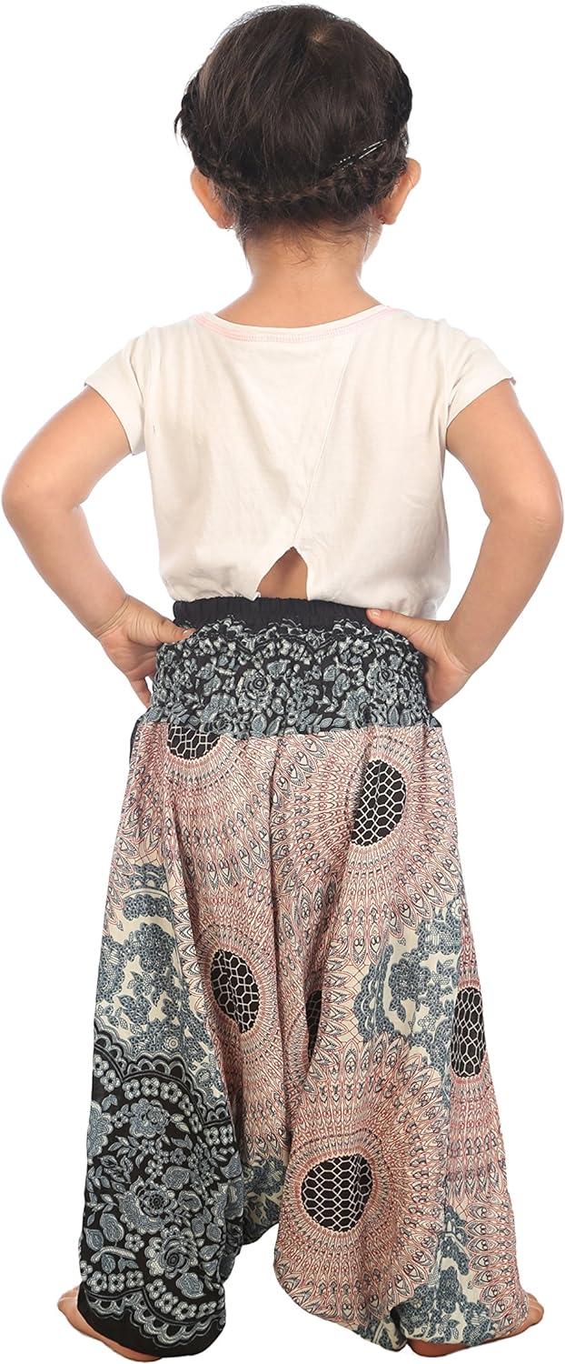Lofbaz Sarouel hippie thaïlandais Aladdin Pirate pour enfants Bohème Baggy coloré, Bordeaux uni