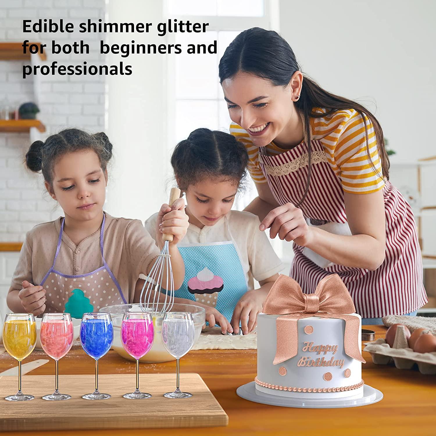 Blacksherbet Black Edible Glitter for Drinks 5 Grams | Kosher Certified | Drink Glitter and Dust for Cakes, Strawberries, Cupcakes, Chocolate & Cake