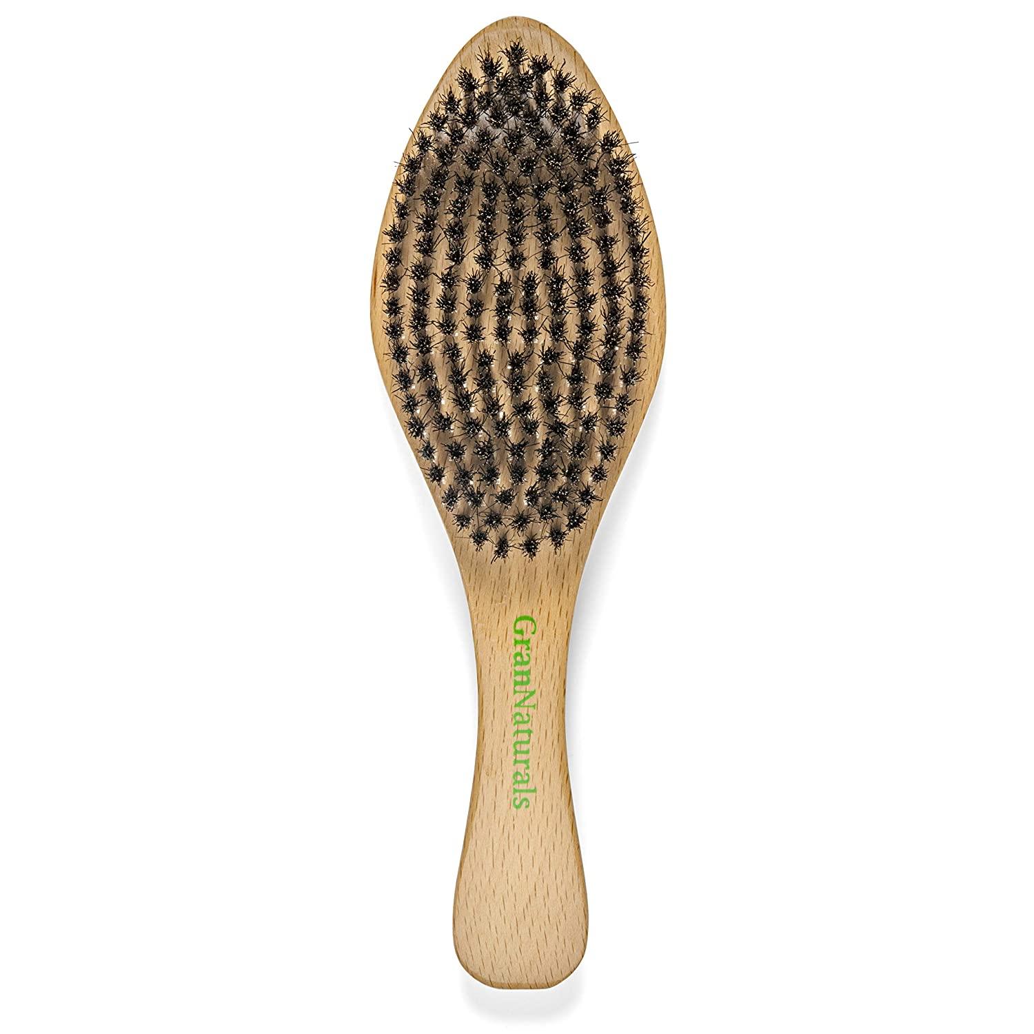 GranNaturals Medium Wave Brush Curved Boar Bristle Hair Brush for 360