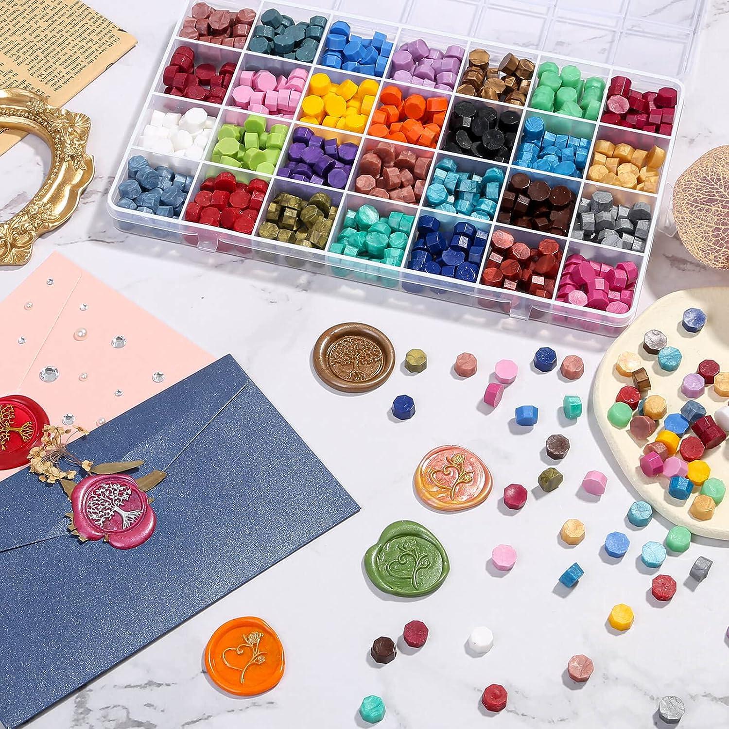 728Pcs Sealing Wax Beads Sealing Wax Pellets for Wax Seal Stamp Letter Wax  Seal Kit for Letter Stamp Sealing and DIY Craft (28 Colors)