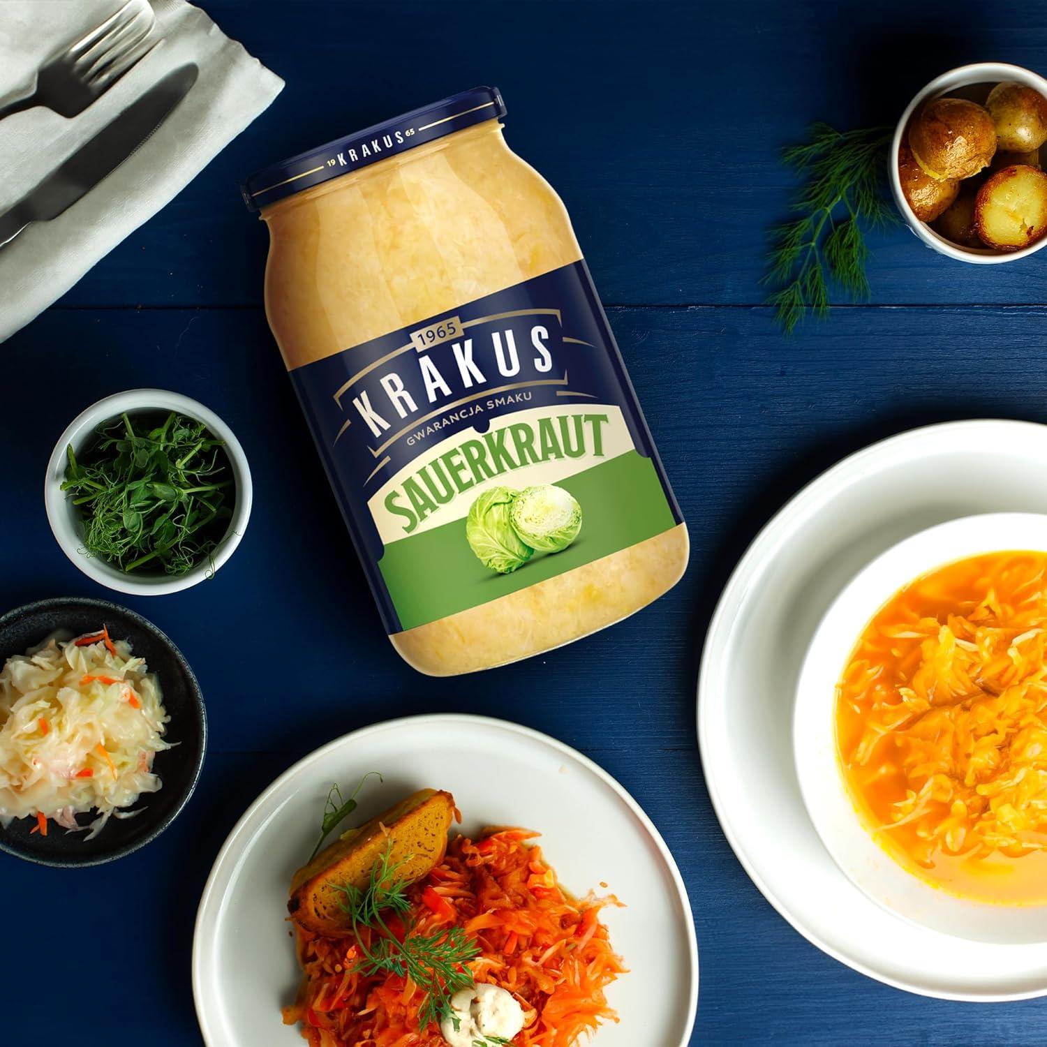Krakus Sauerkraut 900g Naturally Fermented Crunchy & Tangy