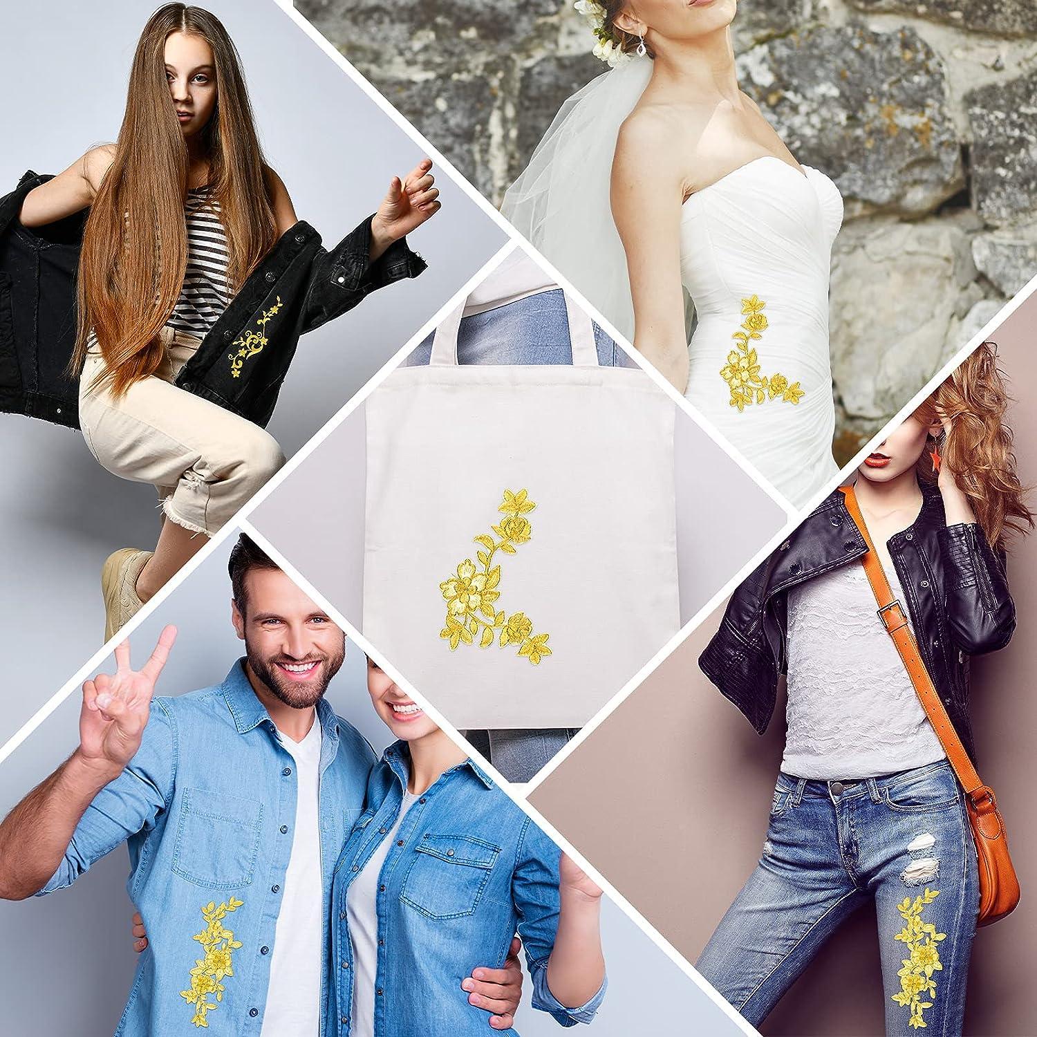 10 Gold Flower Appliques Embroidered Sewing Patch for Crafting