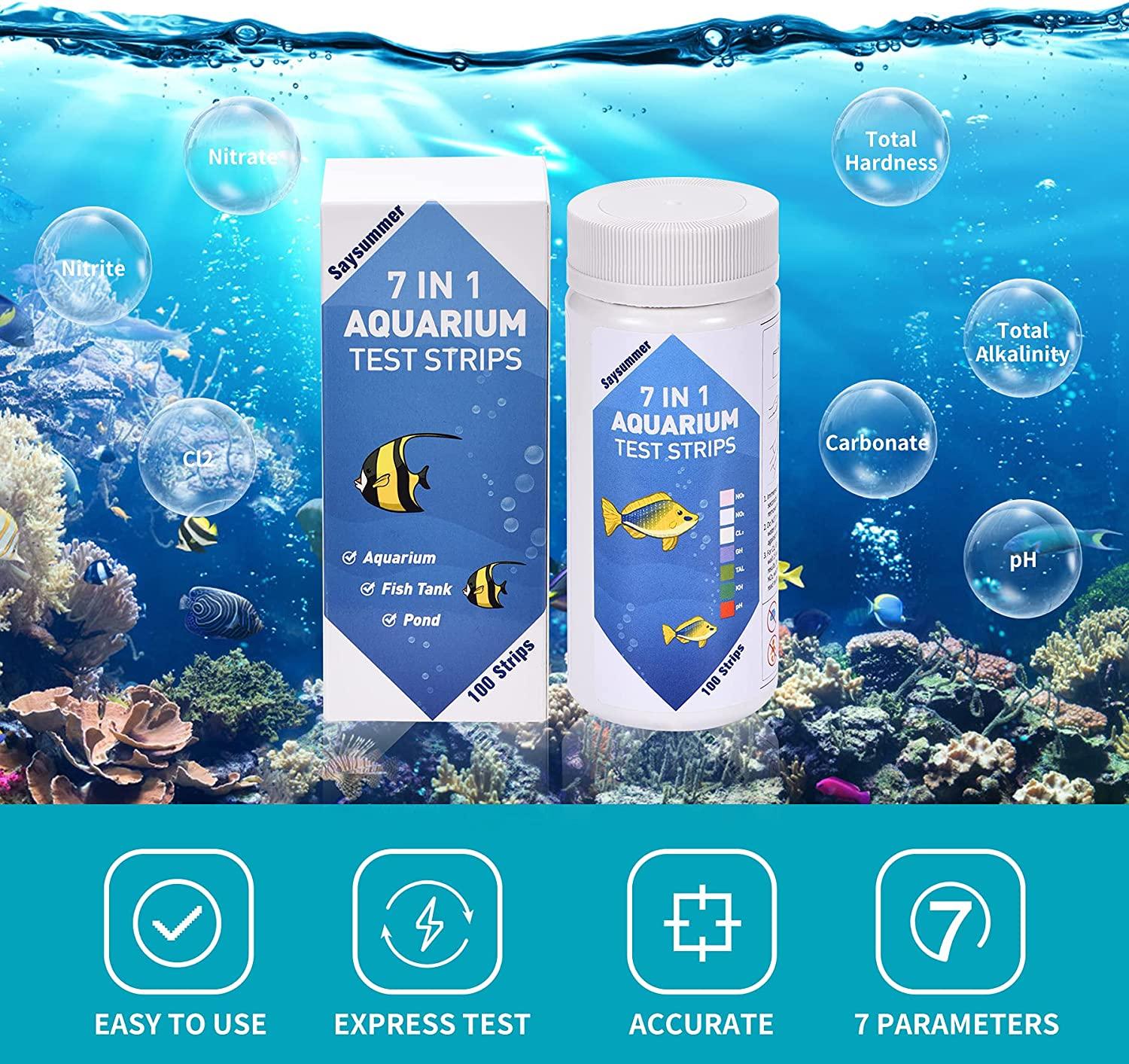 7Way Aquarium Test Strips 150 Pack Freshwater & Saltwater Fish Tank Testing Kit pH
