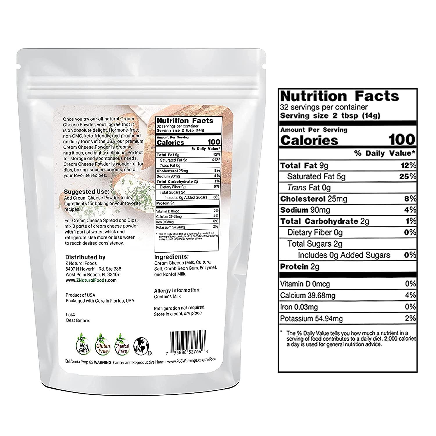 Z Natural Foods Cream Cheese Powder Instant Shelf Stable Cream Cheese