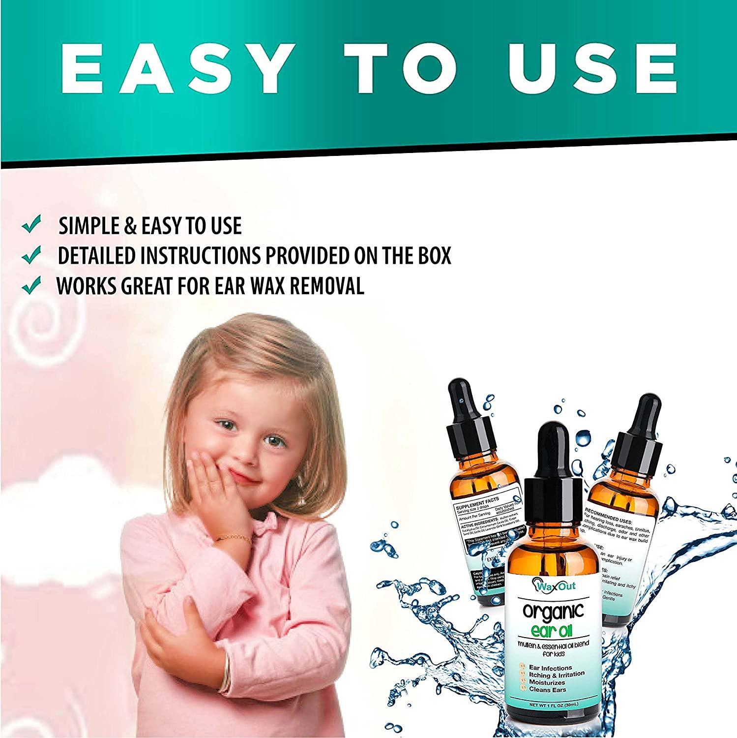 Kids Natural Mullein Ear Wax Removal Oil with Strawberry Pain Relief