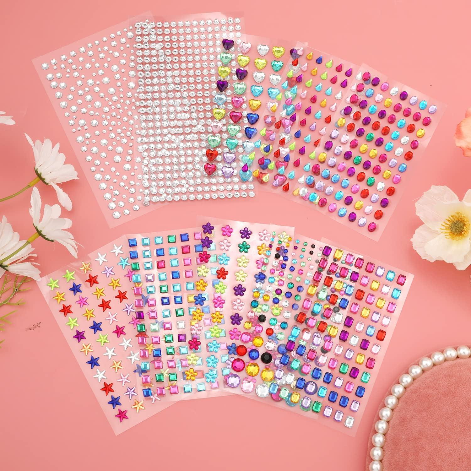AIEX 4 Sheets Festival Face Gems Stick on, Self-Adhesive Face Jewels  Stickers Face Diamonds Rhinestones for Makeup, Nail Gems Pearl Stickers for  Face