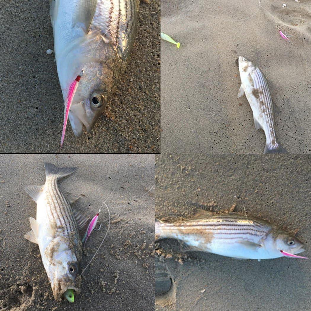 Bucktail Teasers Fishing Hook Saltwater Fishing Lures Fluke Rig Fishing Jig  Hooks Mylar Flash Bucktail Teasers Pink 10pcs
