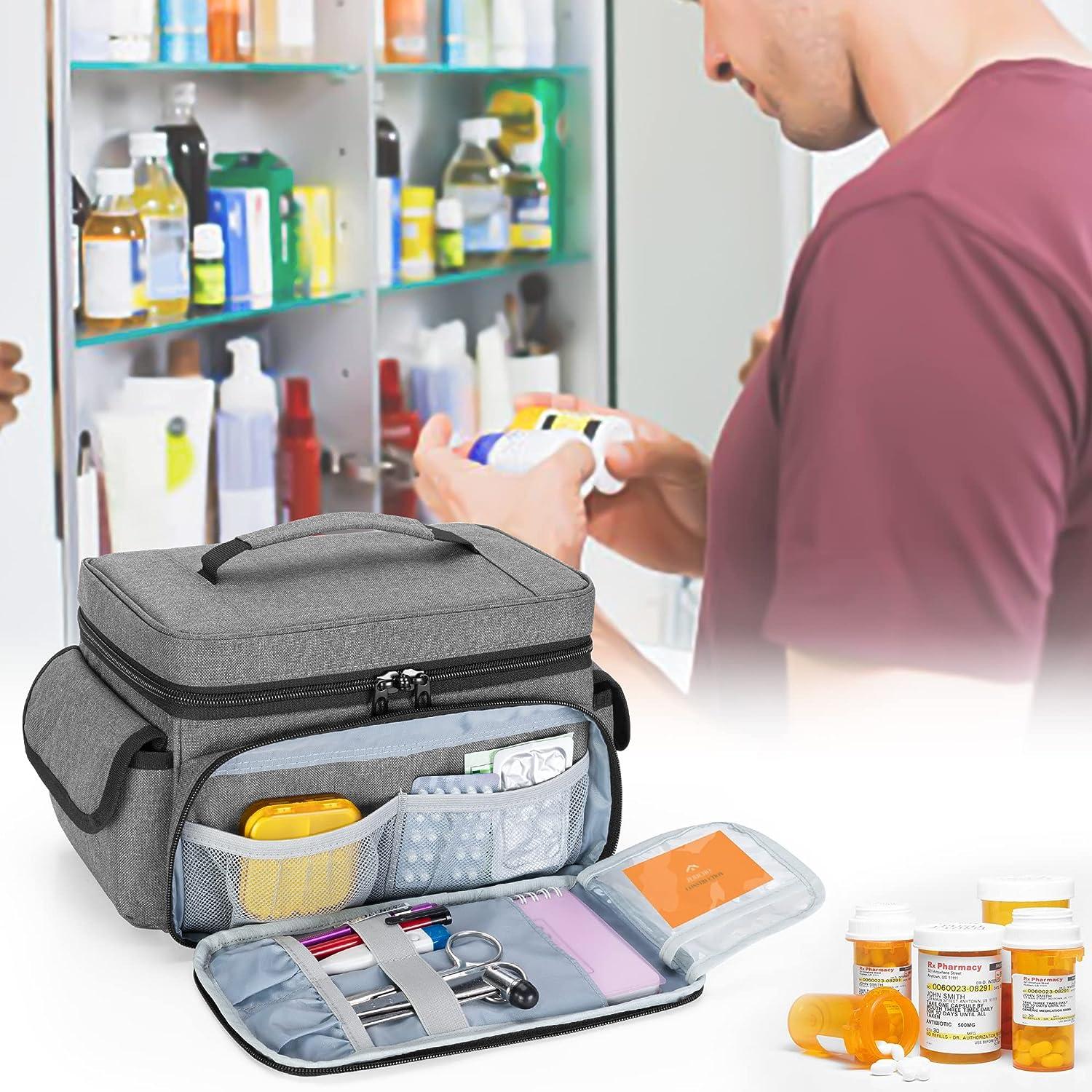 CURMIO Medicine Storage Bag Empty Lockable Pill Bottle Organizer