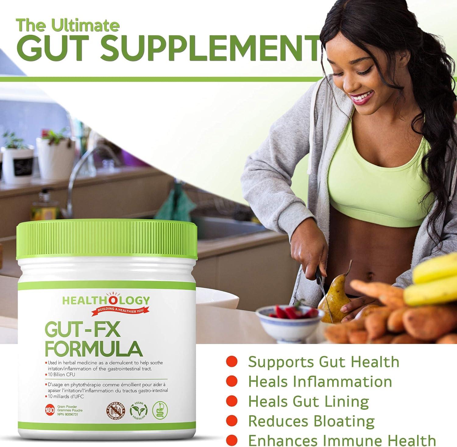 Healthology GUTFX Gut Supplement for Leaky Gut, Inflammation & Bloating Probiotics, L