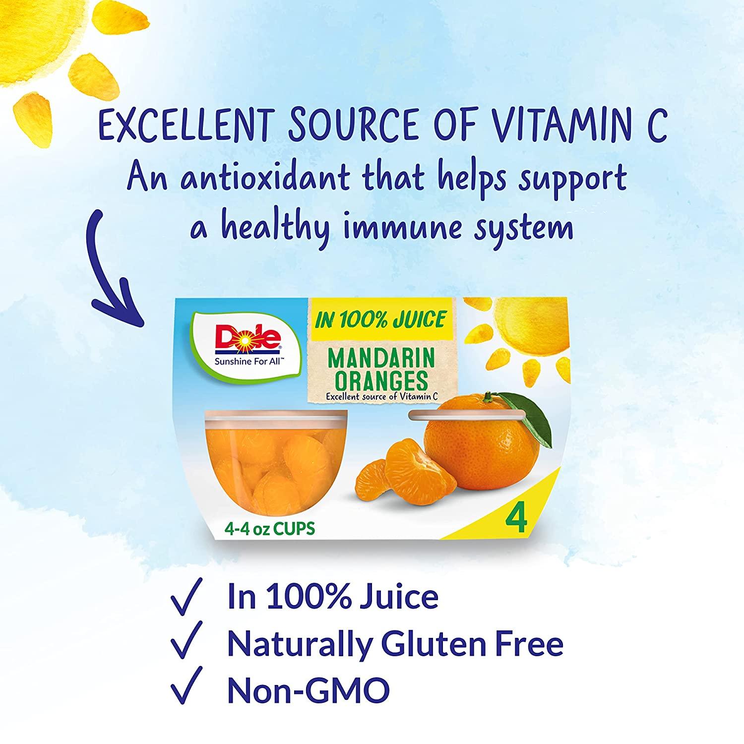 Dole Mandarin Oranges in 100% Juice Gluten Free Healthy Snack