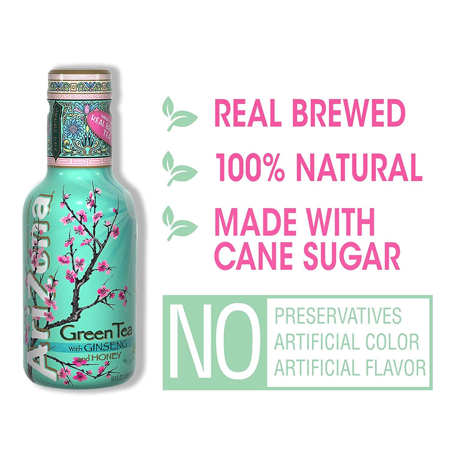 AriZona Green Tea 16.9 Fl Oz Pack of 20 Refreshing & Natural Flavor