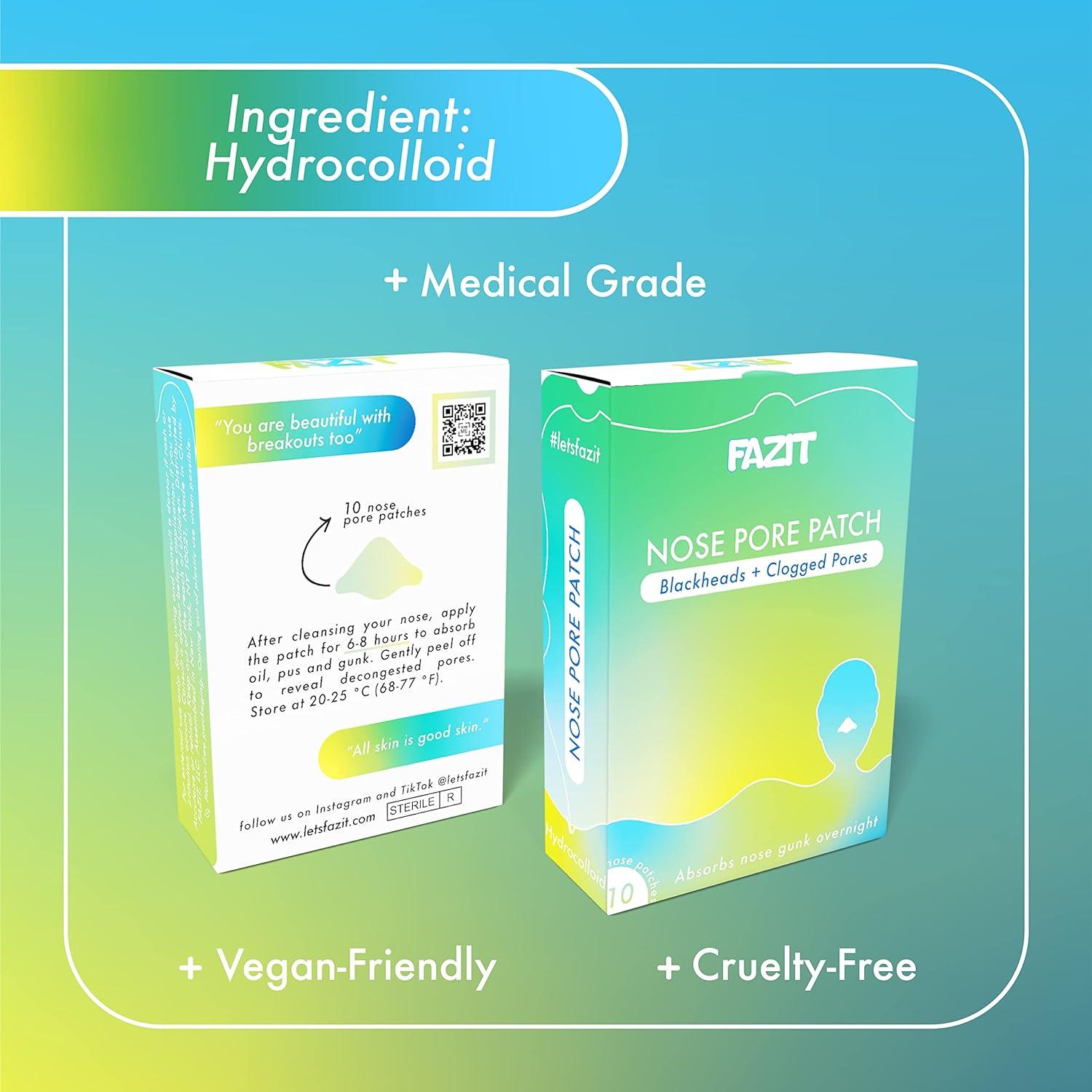 FAZIT Zit Zapper Nose Pore Patch 10Pc Pimple Patch Set Hydrocolloid Acne Best Nose Blackhead