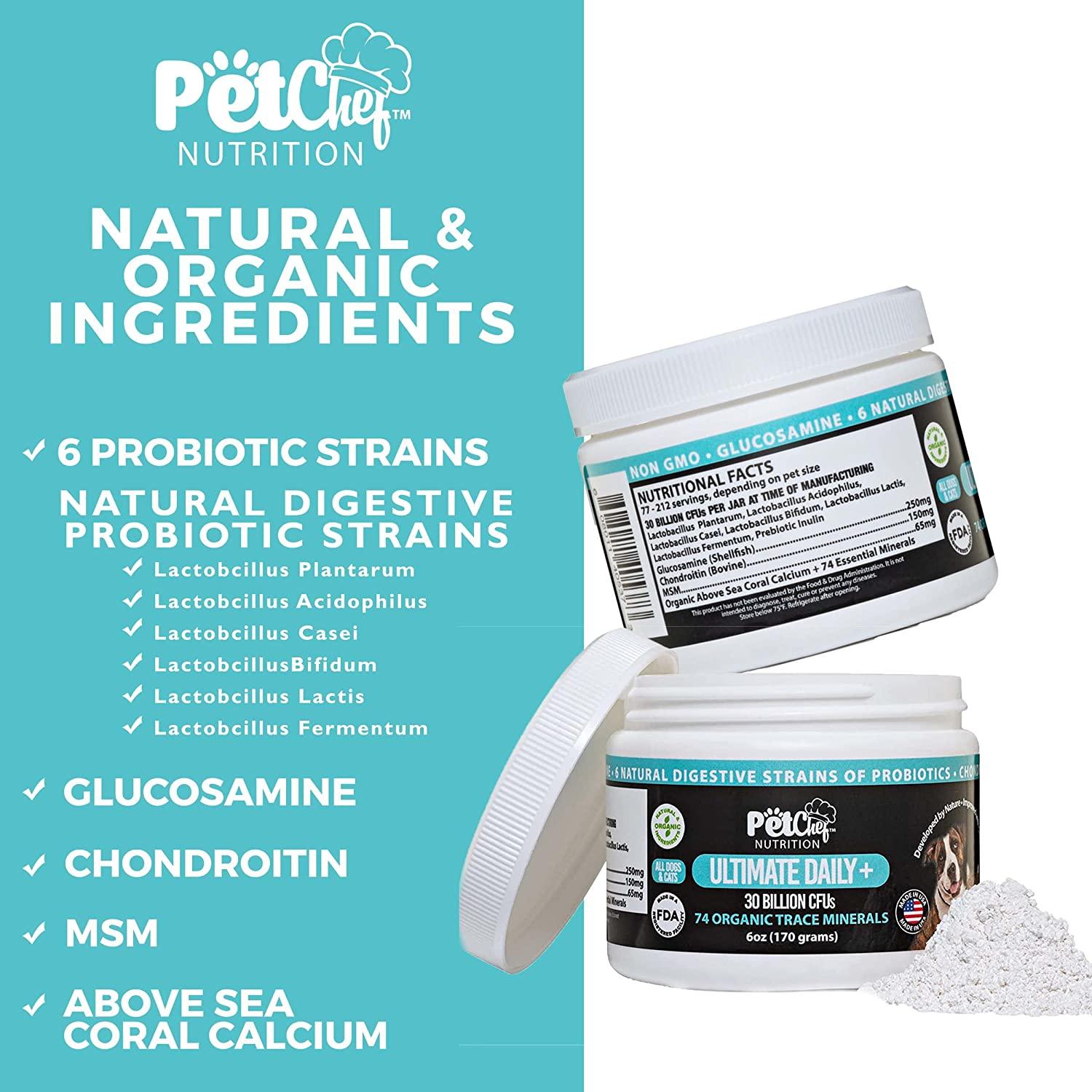 Pet Chef Nutrition Probiotic Powder for Dogs Includes 30 Billion CFUs