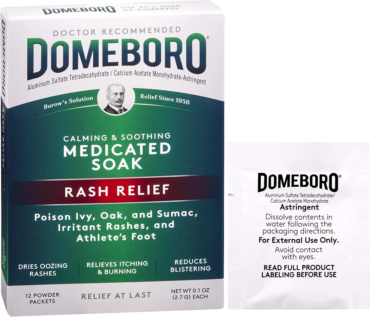 Domeboro Medicated Soak Rash Relief (Burows Solution), 12 Powder