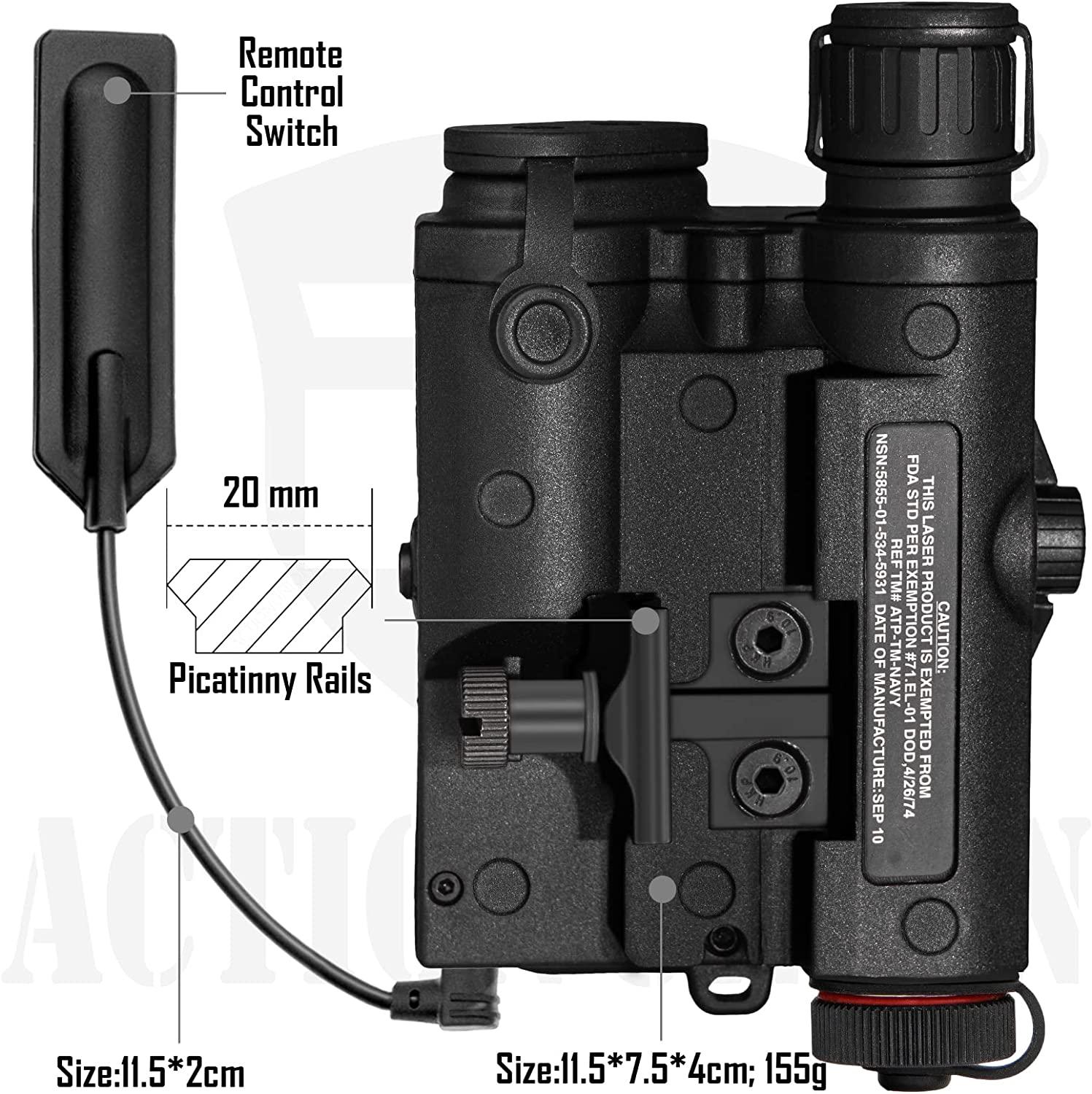 ACTIONUNION Airsoft PEQ15 IR Laser Red Laser White LED Flashlight Black