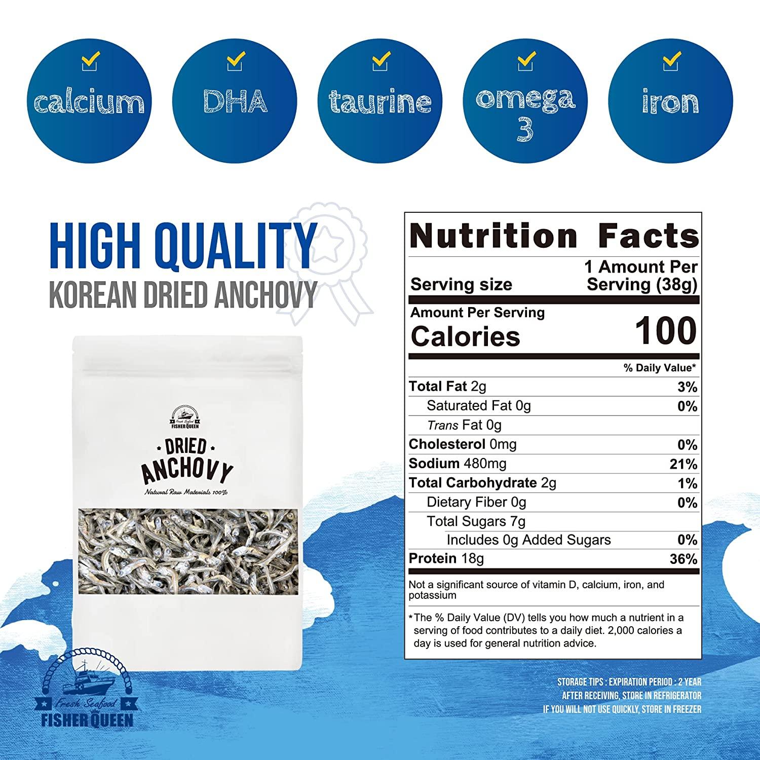 Fisher Queen high quality Korean Dried Anchovy for Stirfry Rich In Calcium () 8oz(227g)small