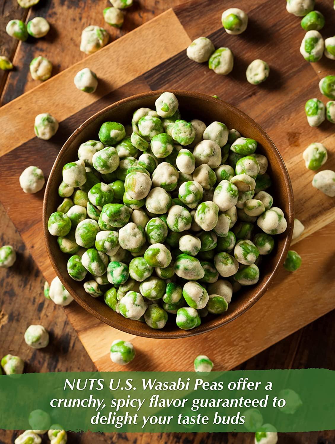 NUTS U.S. Wasabi Coated Green Peas, Crunchy & Spicy in Resealable Bag