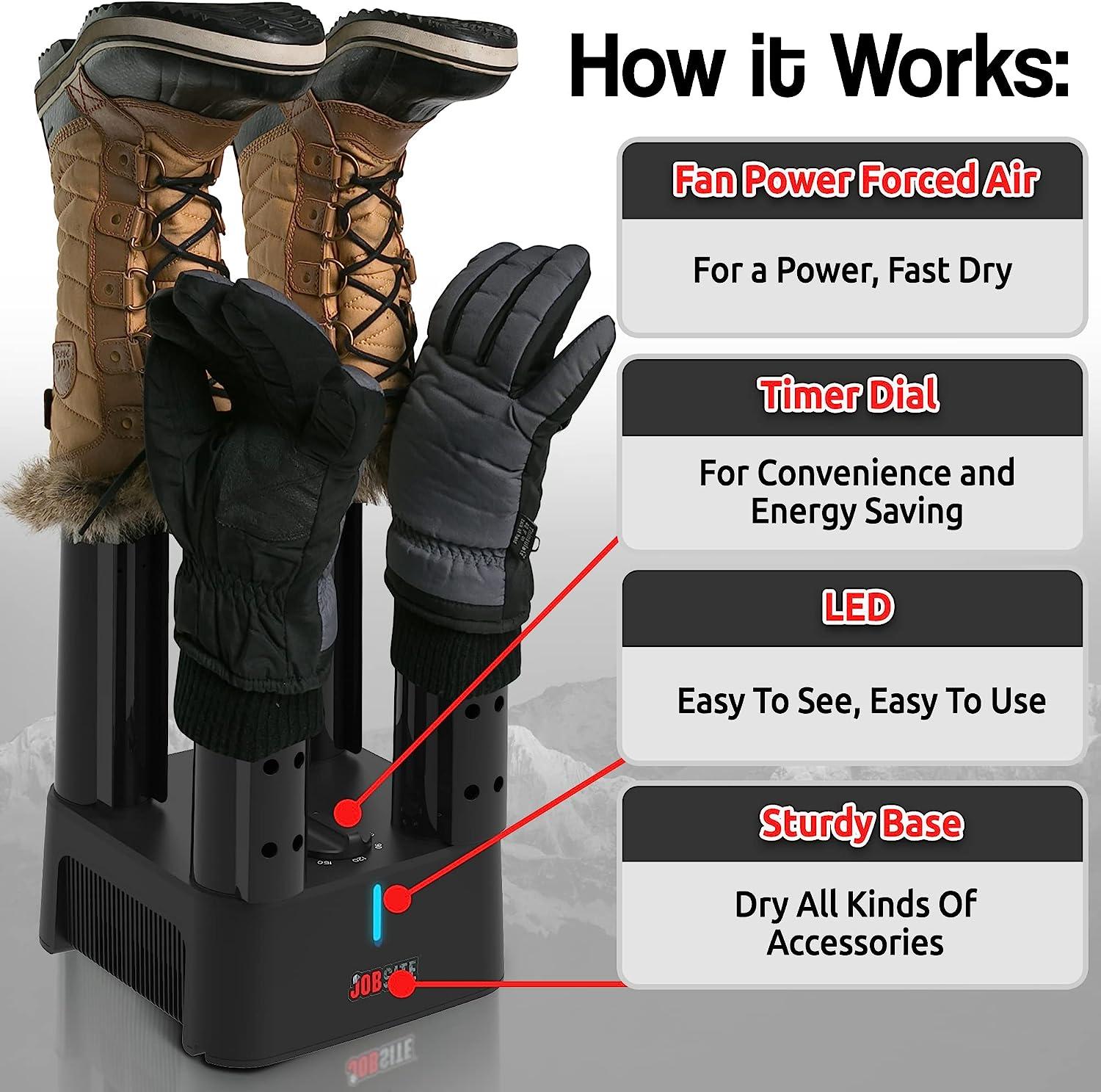 JobSite Mighty Dry Boot Dryer with Timer and Fan, Fast Dry, Keeps Shoes