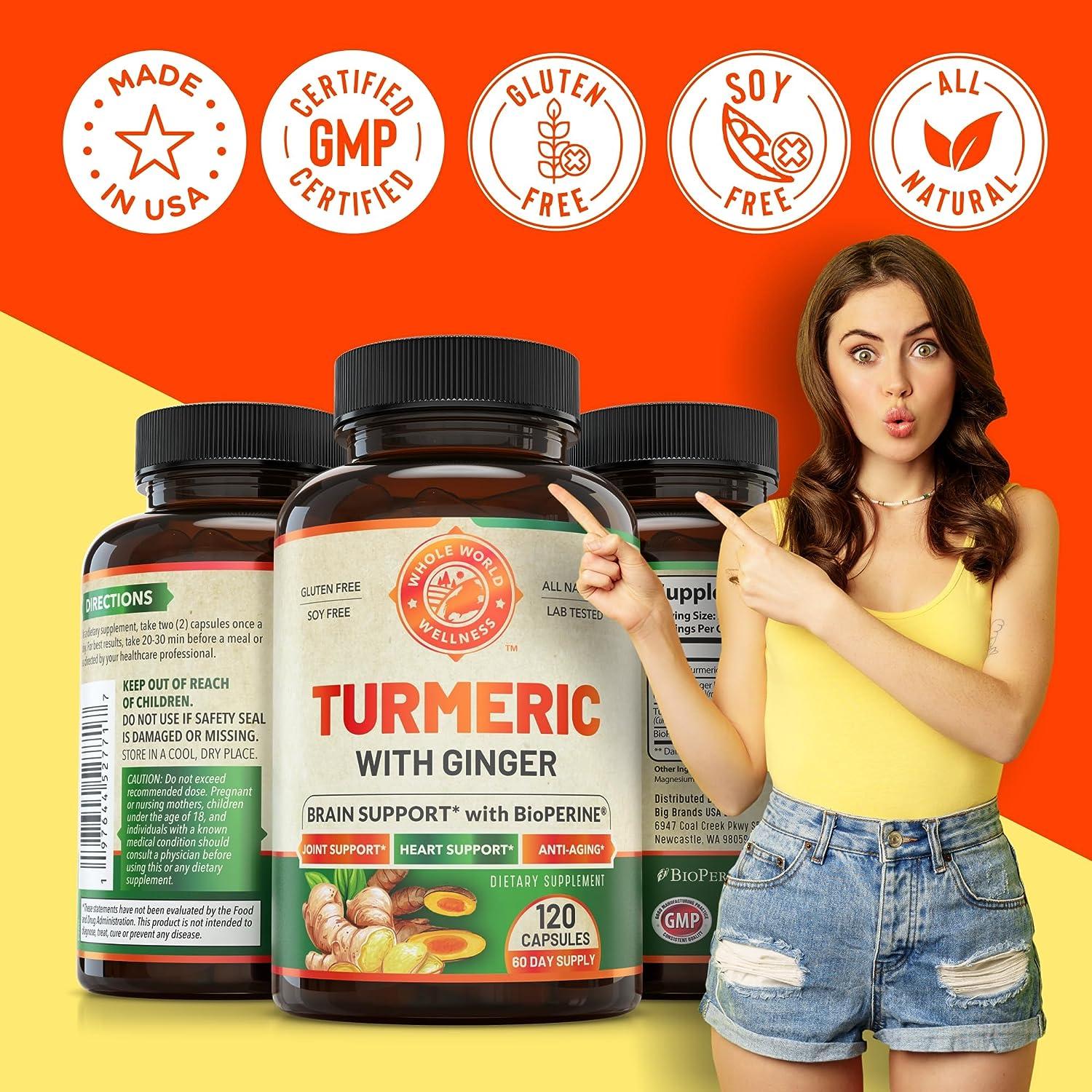 Turmeric Curcumin with BioPerine & Ginger for Heart Health AntiAging