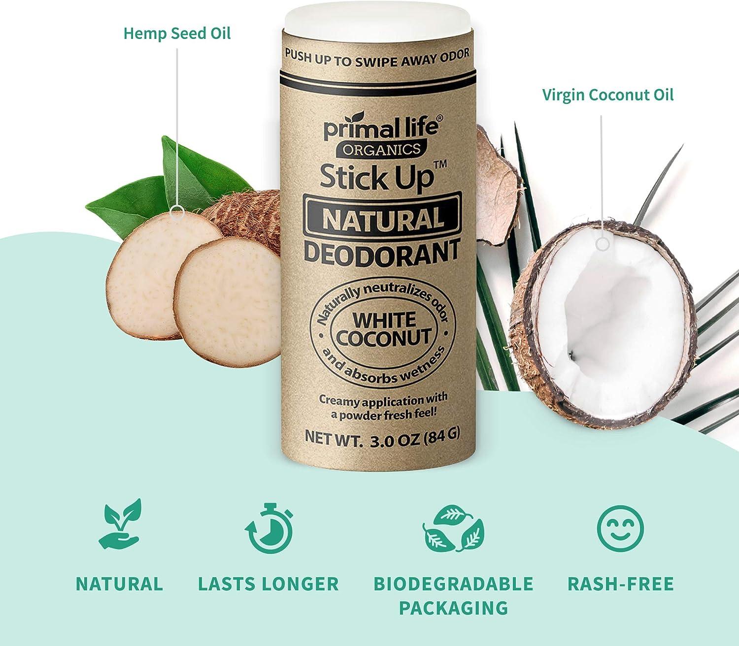 Primal Life Organics Stick Up Natural Deodorant 3 oz Bentonite Clay