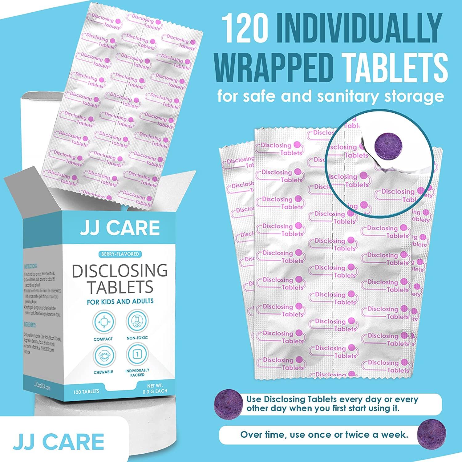JJ Care Disclosing Tablets for Teeth (Pack of 120) Plaque Disclosing