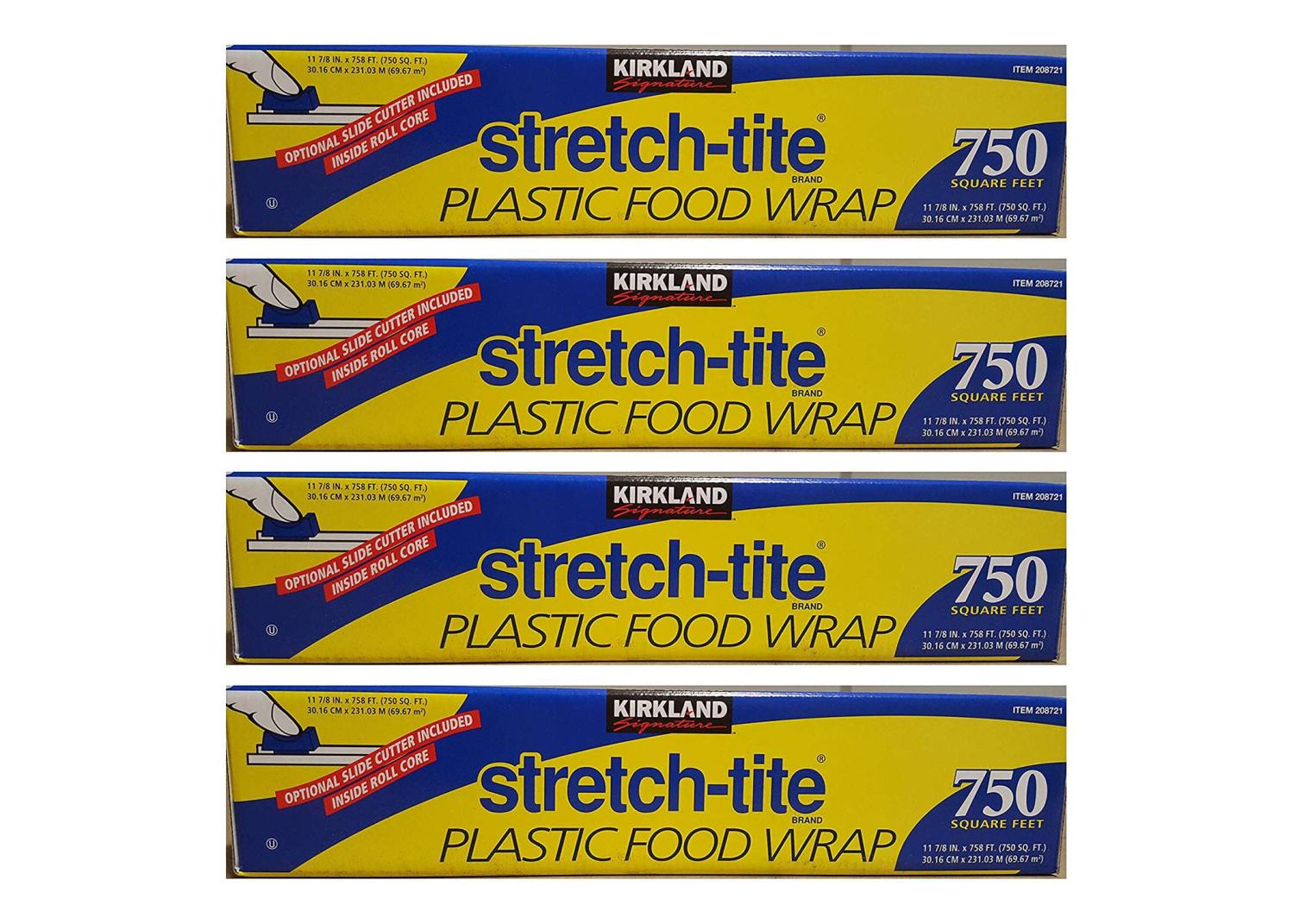 Kirkland Signature Stretch Tite Plastic Food Wrap 11 7/8 Inch X 750 SQ. FT.  Pack 4 750 Sq Ft (Pack of 4)