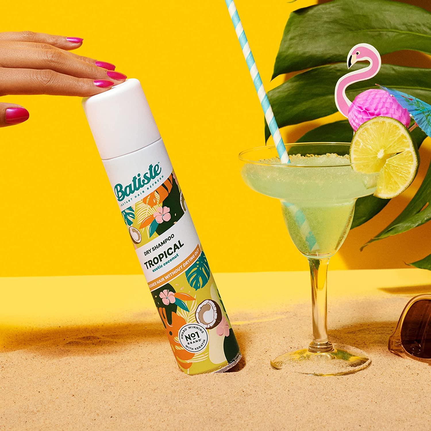 Batiste Dry Shampoo, Tropical Fragrance, Refresh Hair and Absorb Oil Between Washes, Waterless