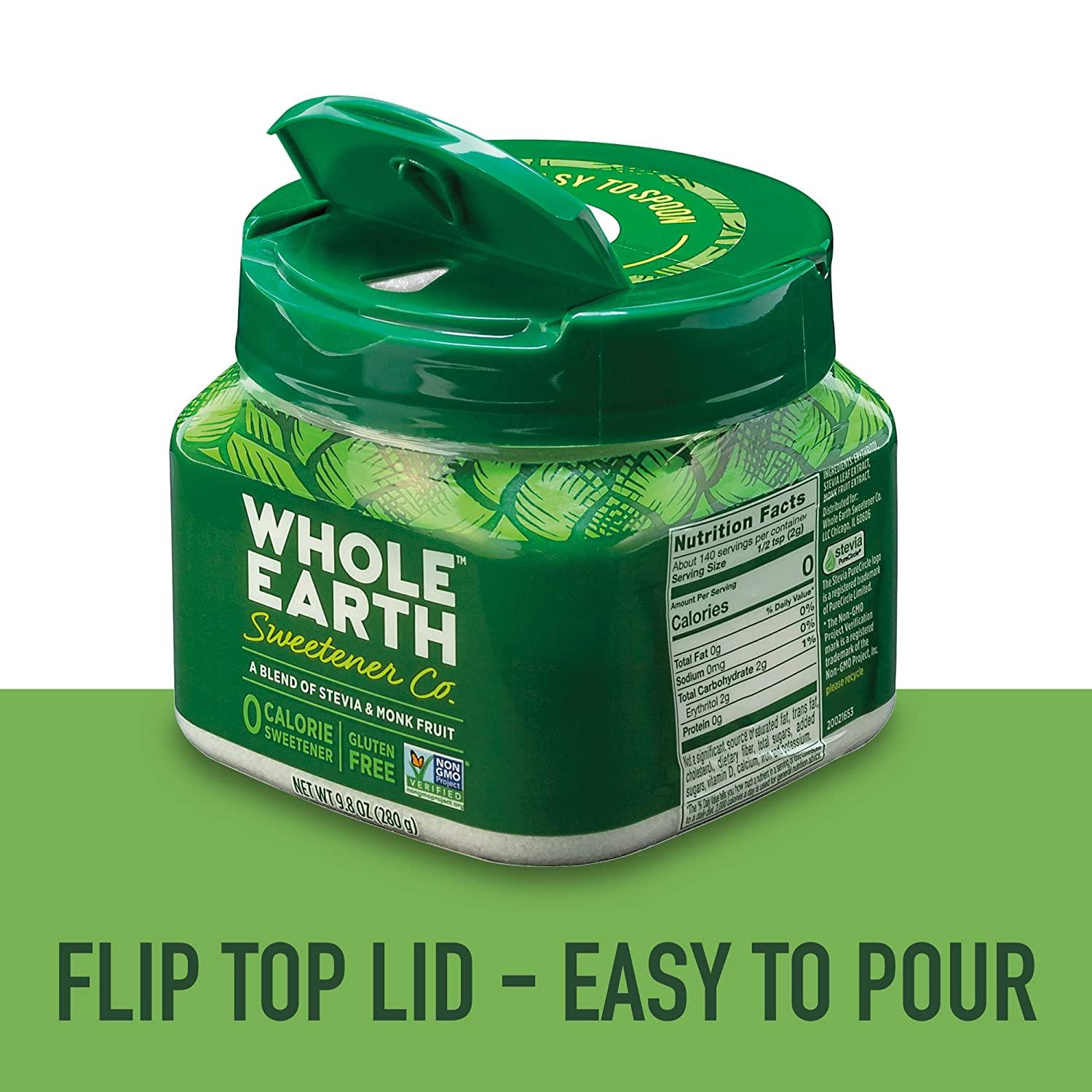 WHOLE EARTH Stevia Monk Fruit PlantBased Sweetener 9.8 Ounce Jar