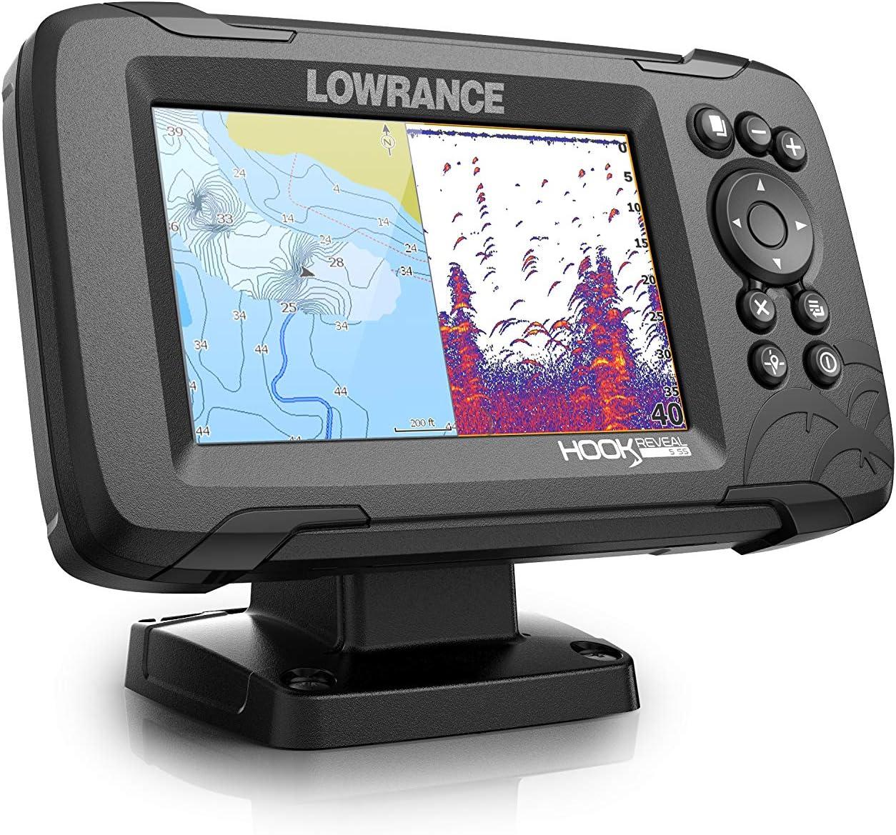 Lowrance Hook Reveal 5 Inch Fish Finders with Transducer Plus Optional  Preloaded Maps 5 Hdi Deep Water C-map Contour + Maps Fish Finders
