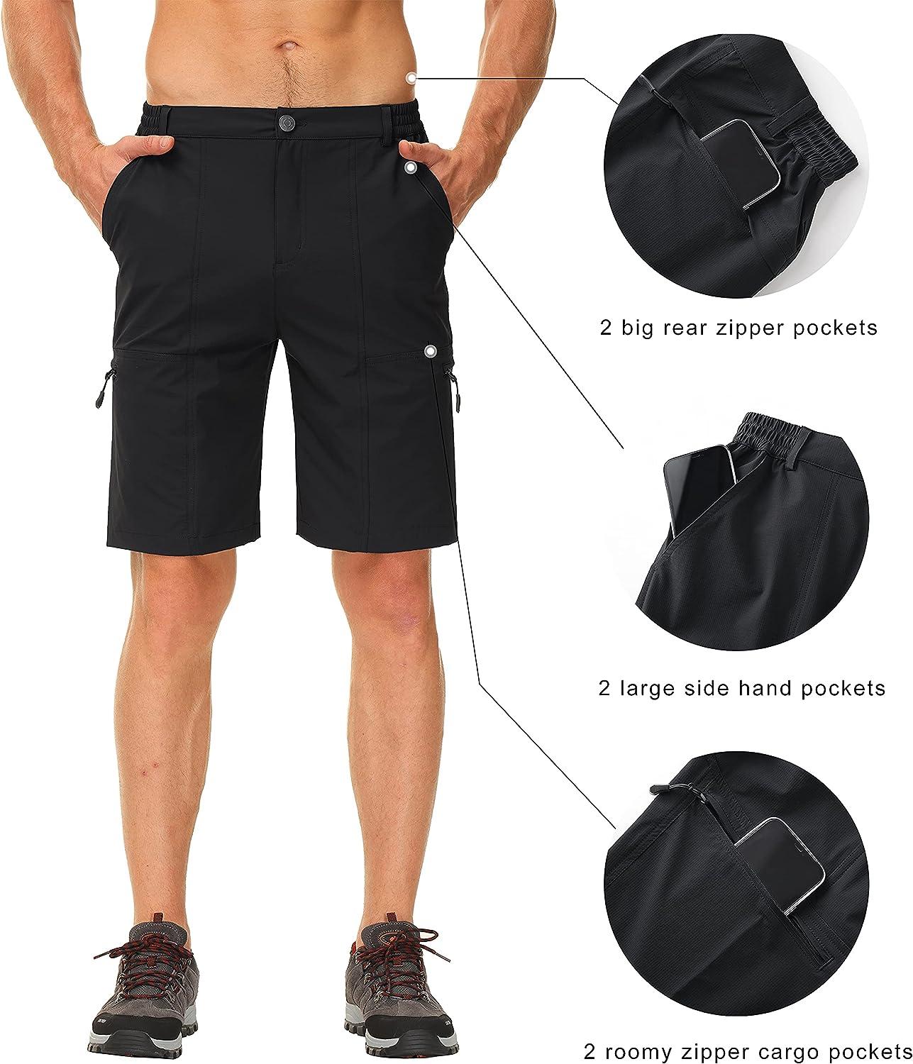 Libin Men's Outdoor Hiking Shorts Lightweight Quick Dry Stretch Cargo Shorts  Travel Fishing Golf Tactical Shorts Black X-Large