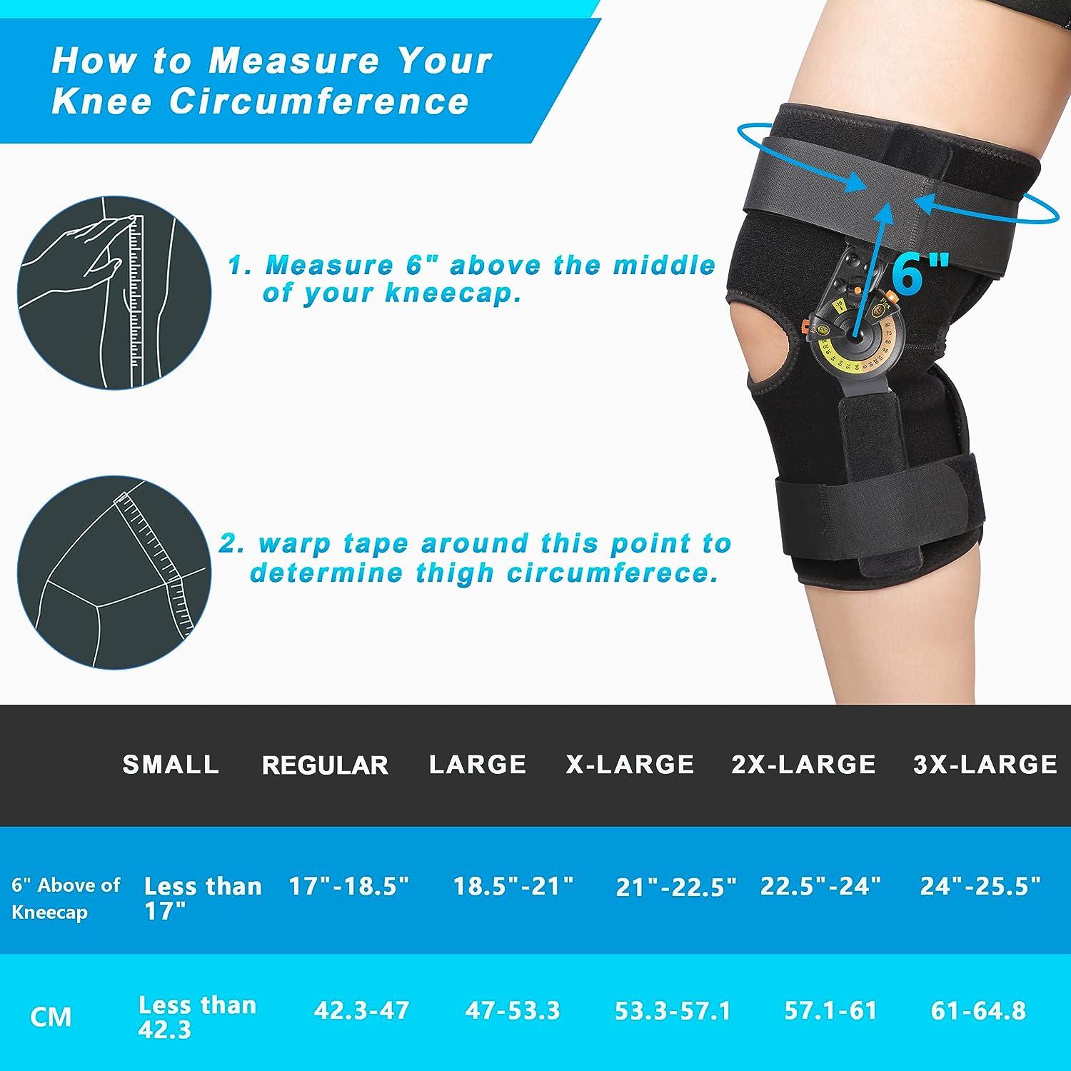 Nvorliy Hinged Orthopedic ROM Knee Brace with Side Stabilizers Locking Knee  Brace Metal Knee Immobilizer Support for Post OP Recovery Arthritis ACL PCL  Meniscus Tear-Fit Men & Women (Regular) Regular Without Should