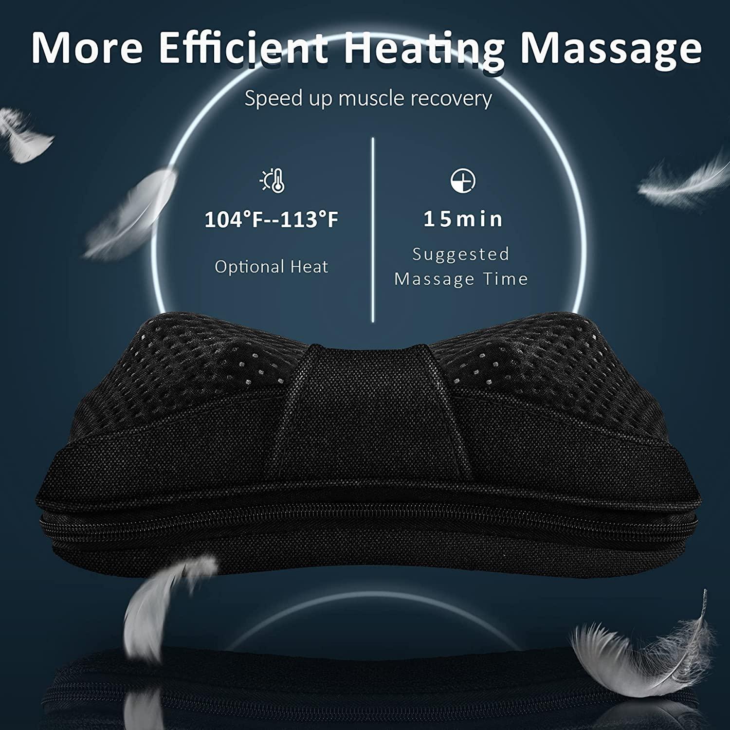 Back Massager,Neck Massager with heat, Back and Neck Massager Gifts for  Grandpa, Grandma, Teacher, Nurse, Christmas, Electric Shoulder Massager  Kneading Sore Muscles, Massage Pillow for Back Neck Pain Cloth Black