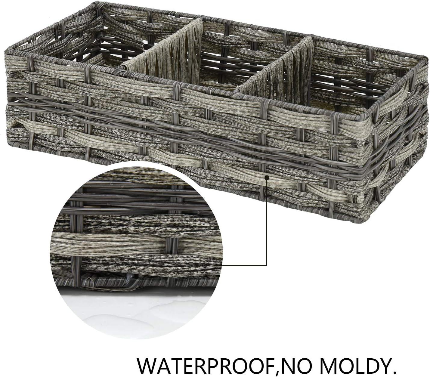 Toilet Paper Storage Basket with 3 Section,Toilet Paper Holder with