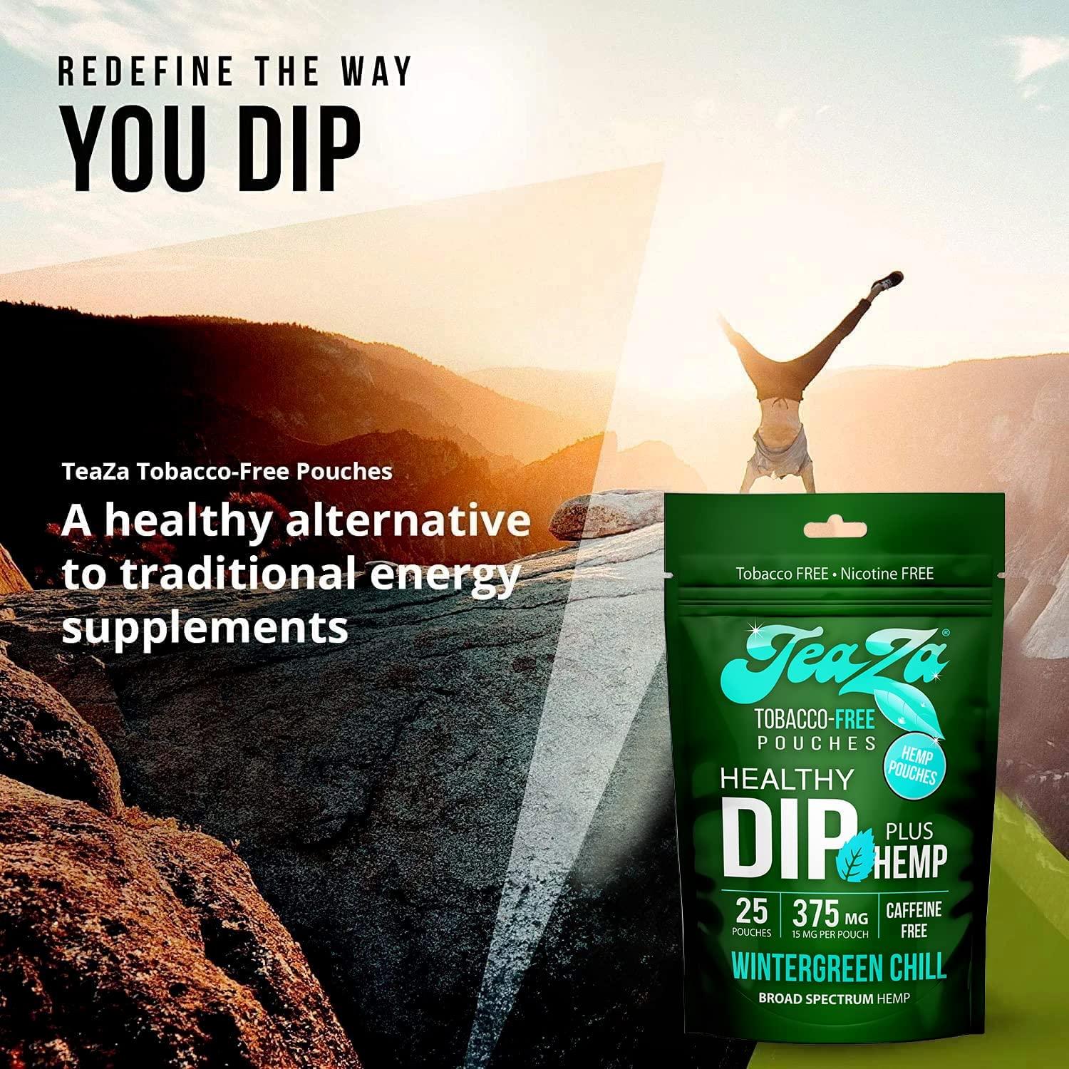 TeaZa Energy Smokeless Alternative with Hemp Quit Chewing and Dipping