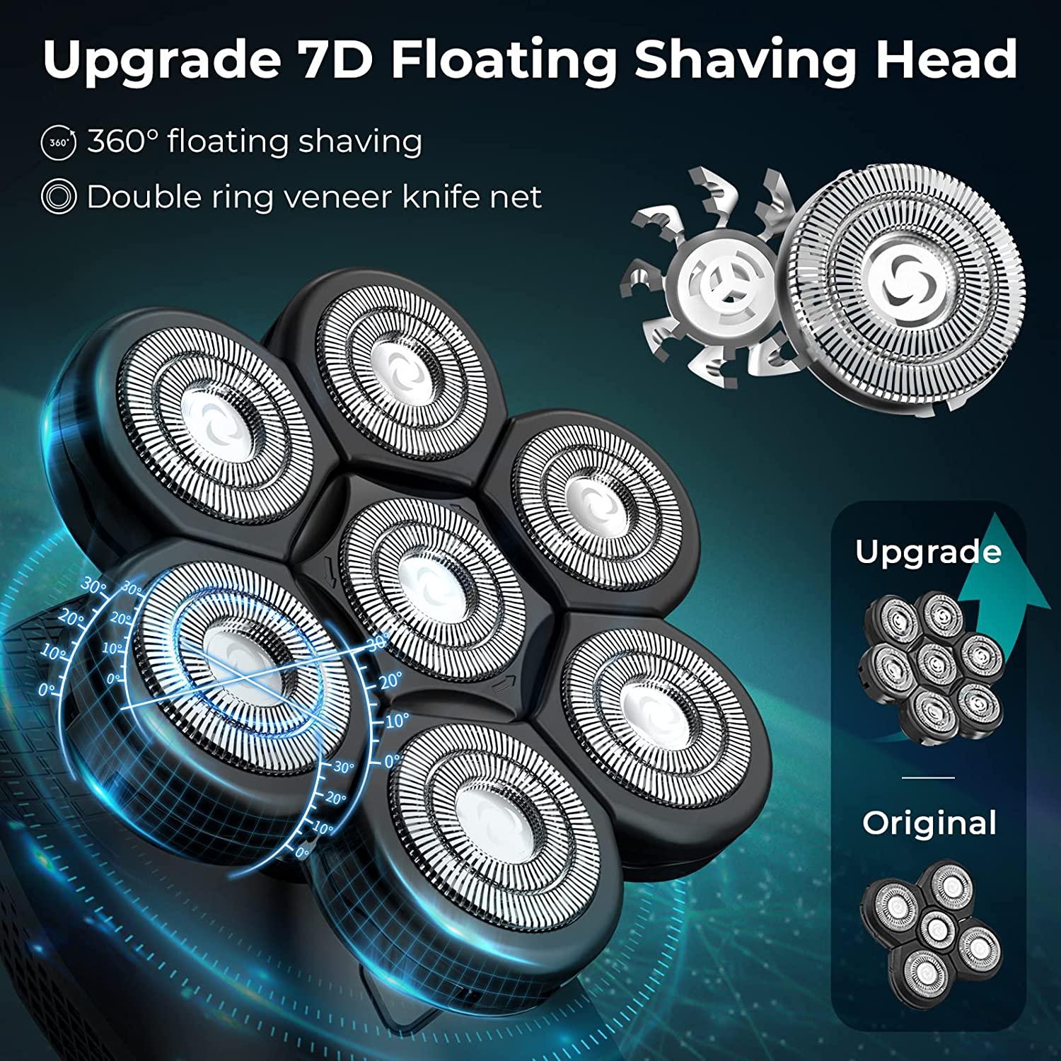 7D Head Shaver for Men - KENSEN 5 in 1 USB Rechargeable Electric