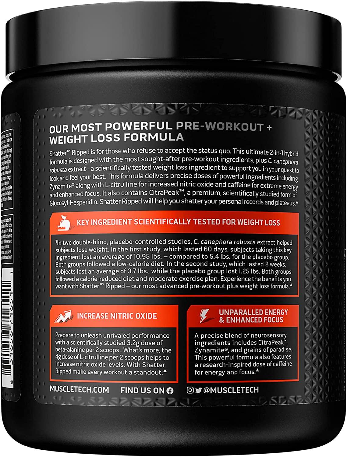 MuscleTech Shatter PreWorkout Powder Icy Rocket Flavor 20 Servings