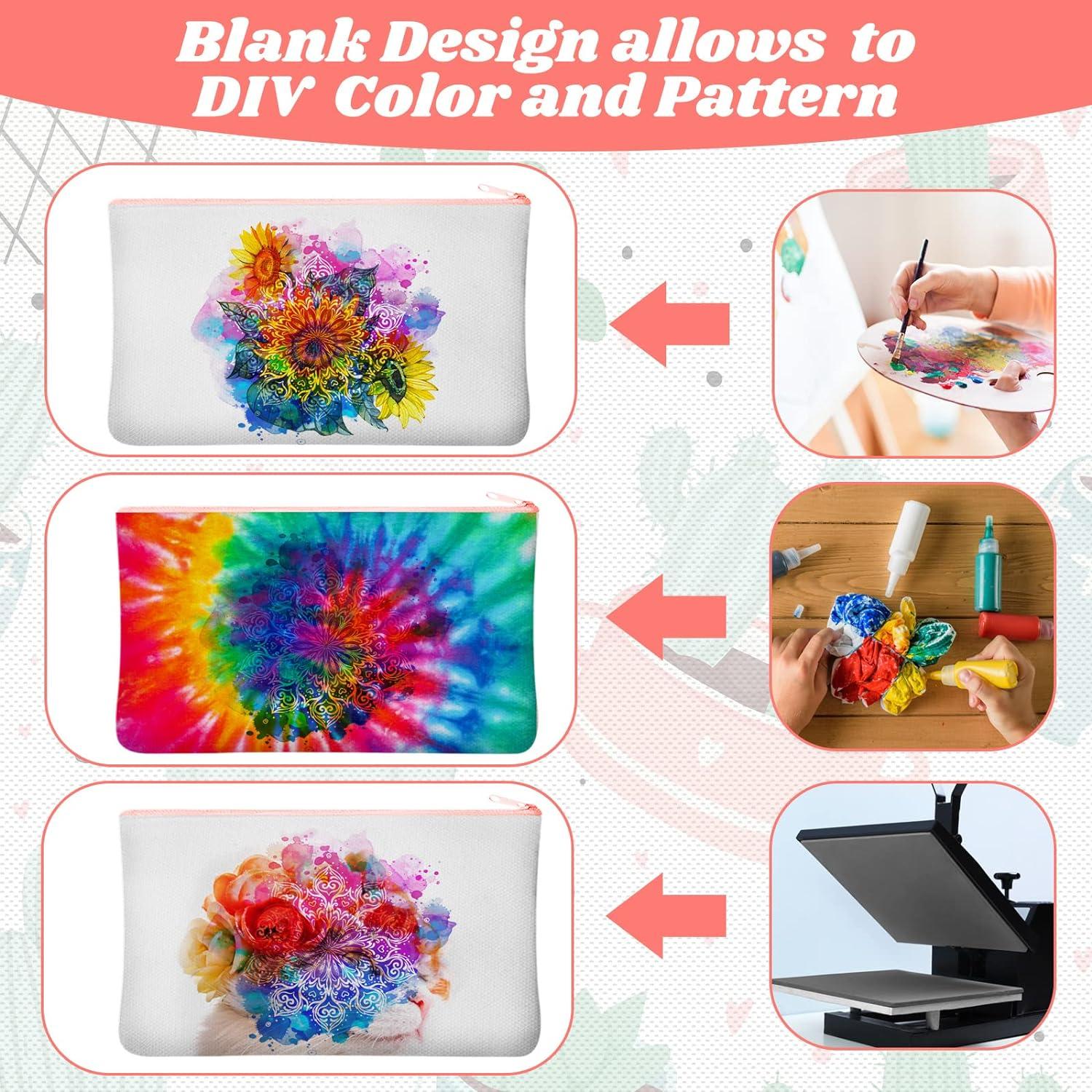 50 Pieces Sublimation Blank Canvas Makeup Bags Bulk Blank DIY Heat Transfer Cosmetic  Makeup Bags Canvas Pen Case Pencil Bags Clear Sublimation Blank Pouch with  Zipper (Mixed Colors 7 x 4.3 Inch)