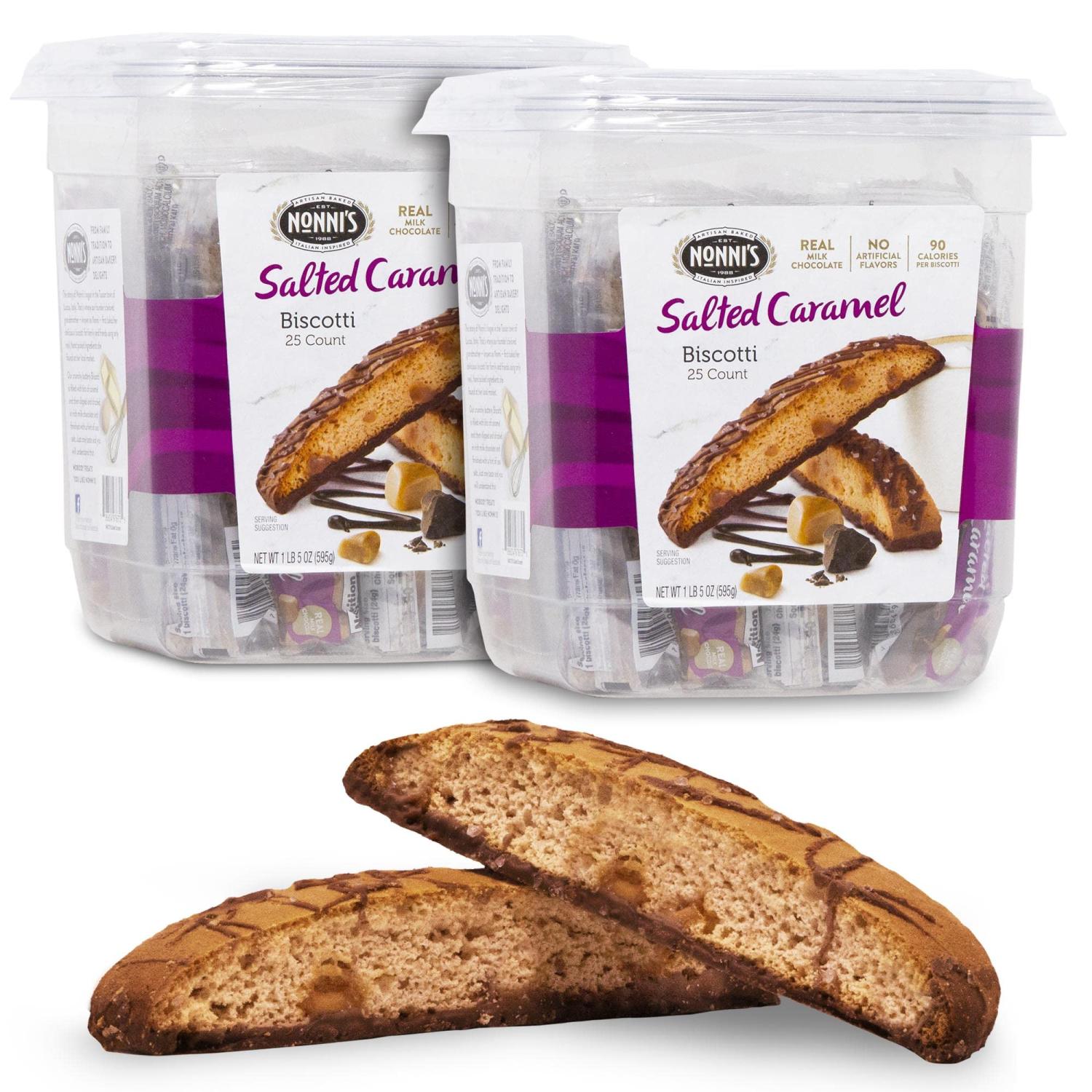 Nonni's Salted Caramel Biscotti Italian Cookies 2 Tubs Italian