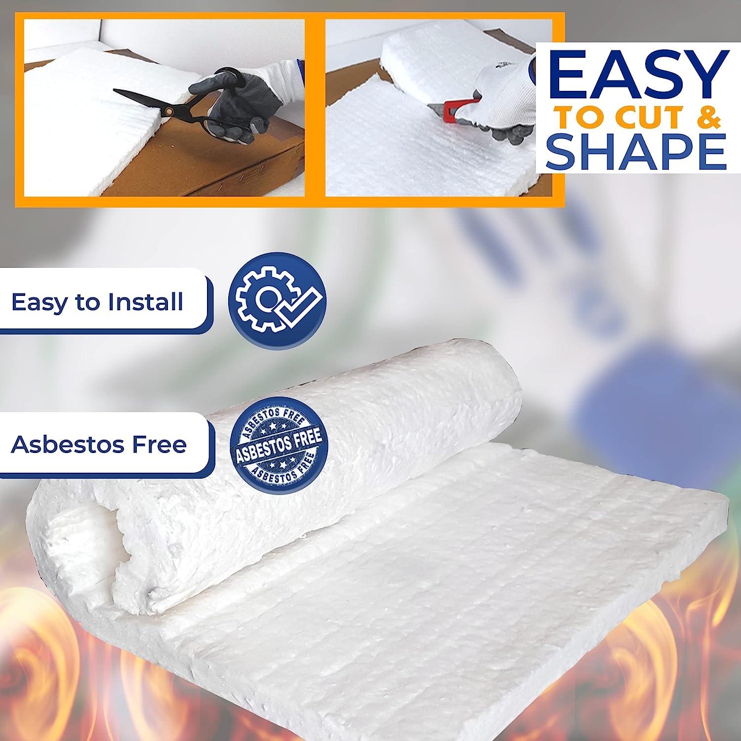 Simond Store Ceramic Fiber Insulation Blanket, 4#Density 2400F, 1 inch x 12 inchx 24 Fireproof Insulation for Fireplace, Forge, Furnace, Kiln, Wood