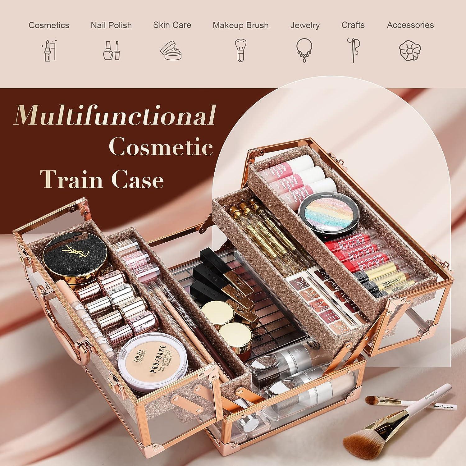 Frenessa Makeup Train Case Cosmetic Storage Box Acrylic Makeup