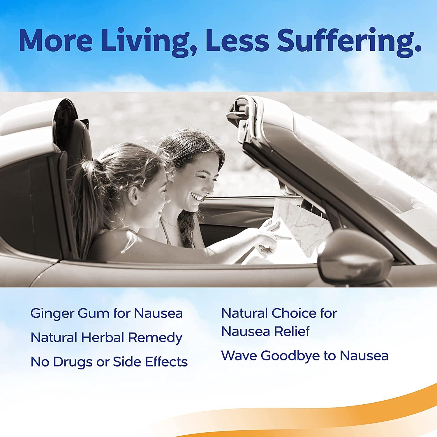 SeaBand AntiNausea Ginger Gum For Motion & Pregnancy Morning Sickness, 24 Count