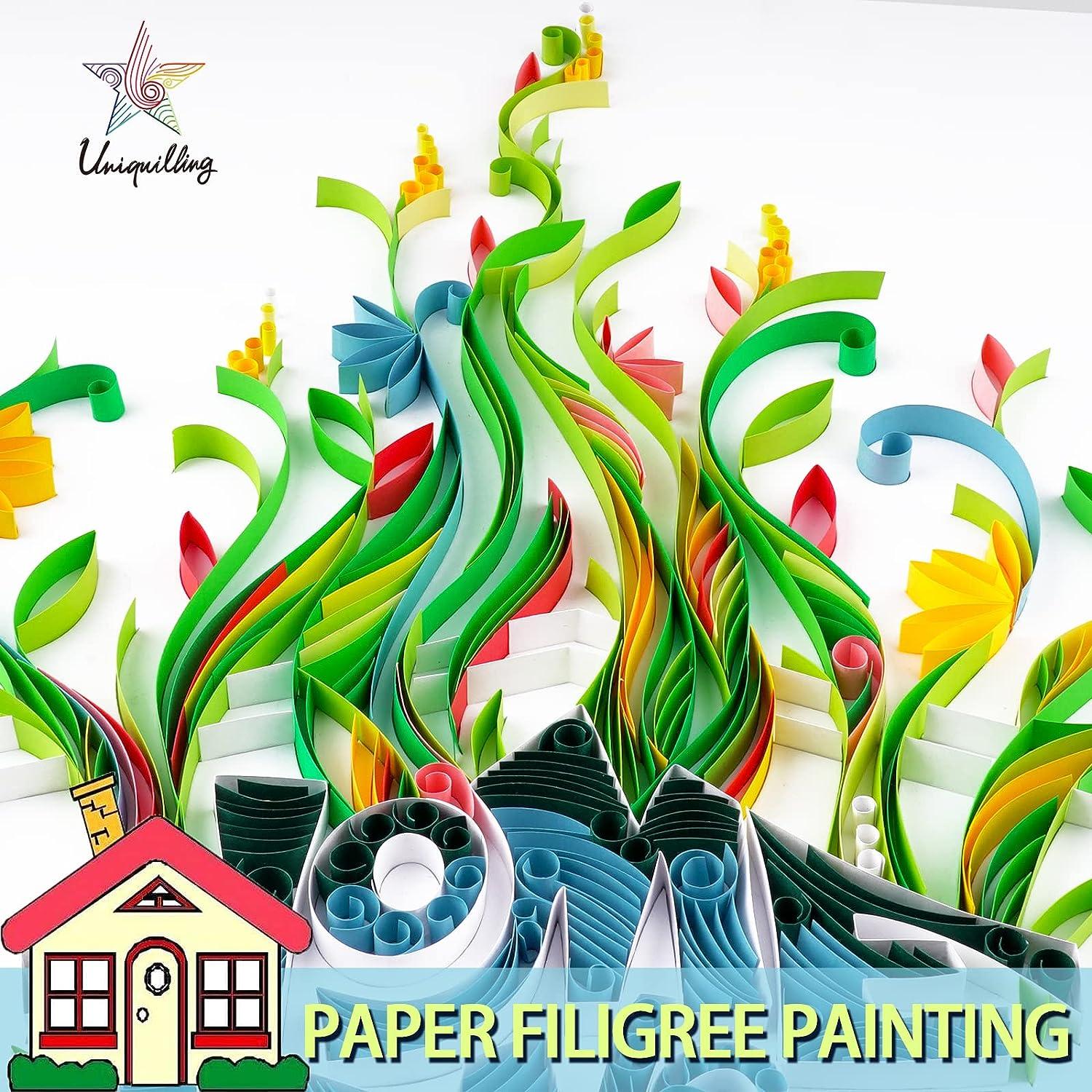 Uniquilling Quilling Paper Quilling Kit for Adults Beginner 16*20-inch  Sweet Home Exquisite DIY Paper Filigree Painting Kits Quilling Tools Home  Room Wall Art Decor Best Gifts(Basic)