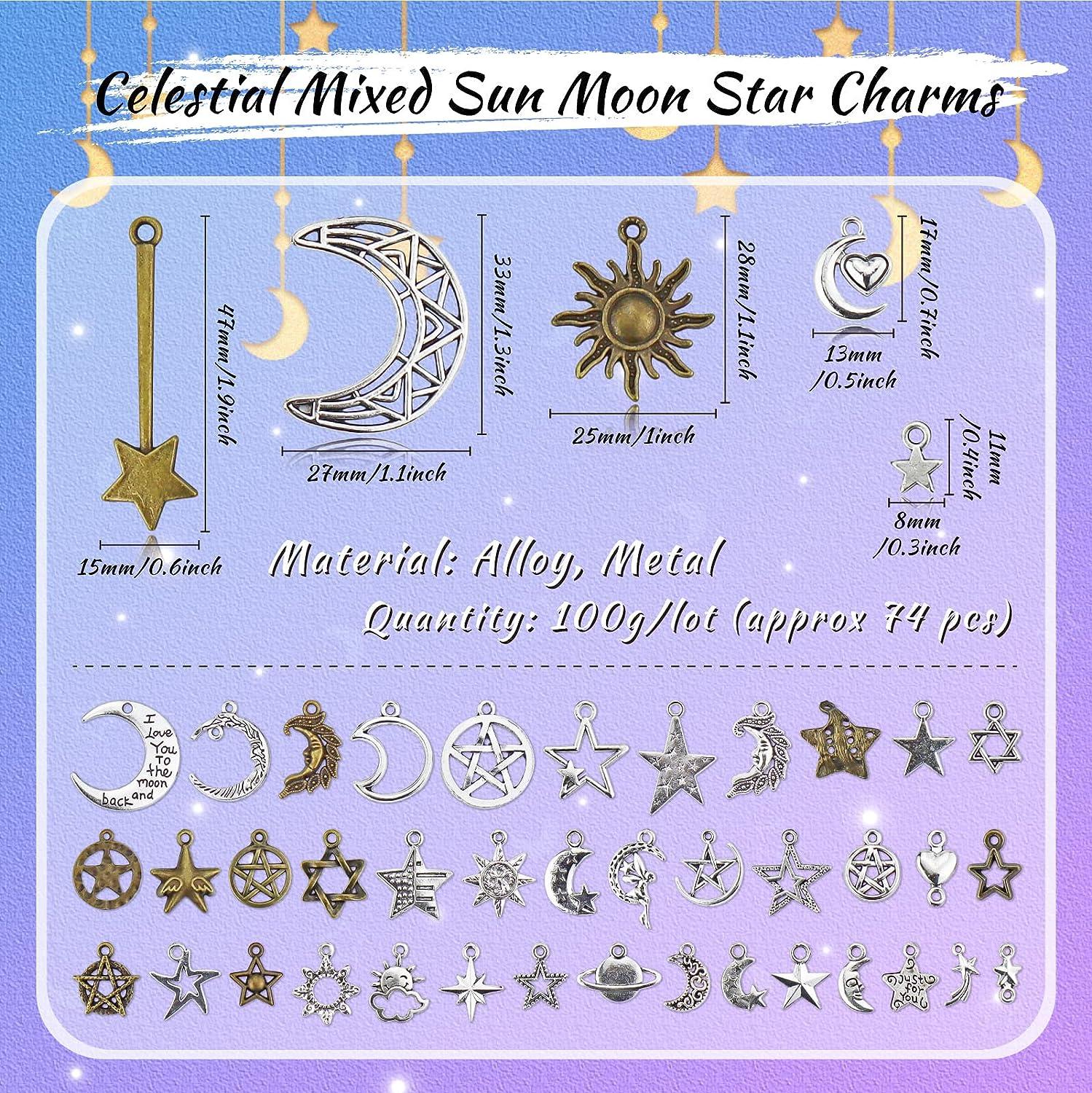 JIALEEY Celestial Mixed Sun Moon Star Charms Wholesale Bulk Lots