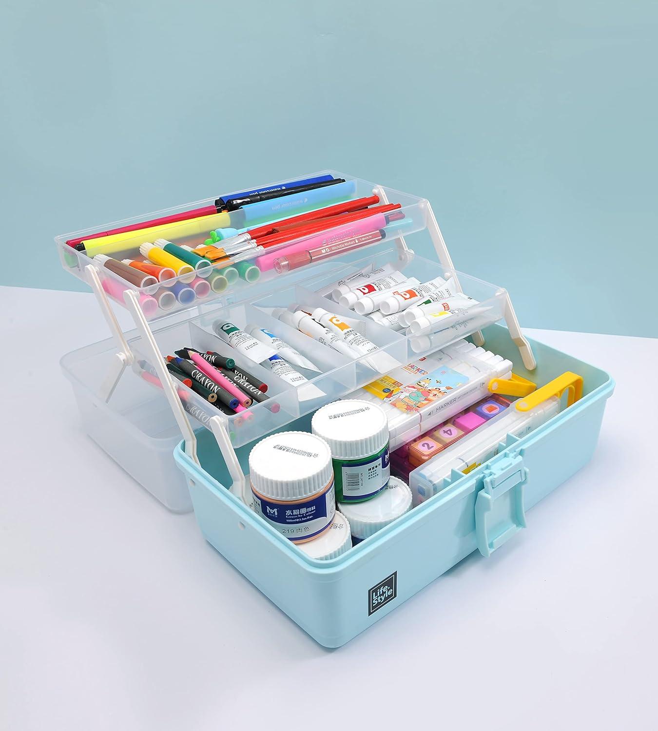 1pc Multi-layer Folding Portable Storage Box For Art Supplies, 3-layer  Toolbox Organizer